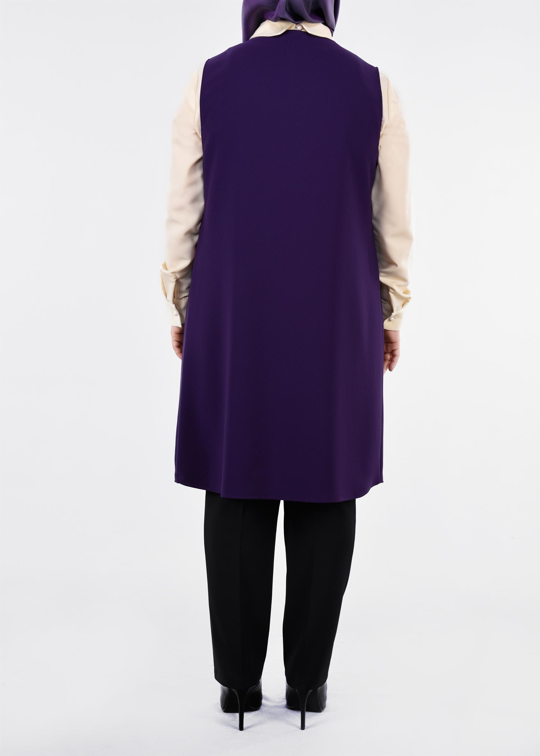 Tesettür giyim MOR BONCUKLU NAKIŞLI 2&prime;Lİ TUNİK 2708 