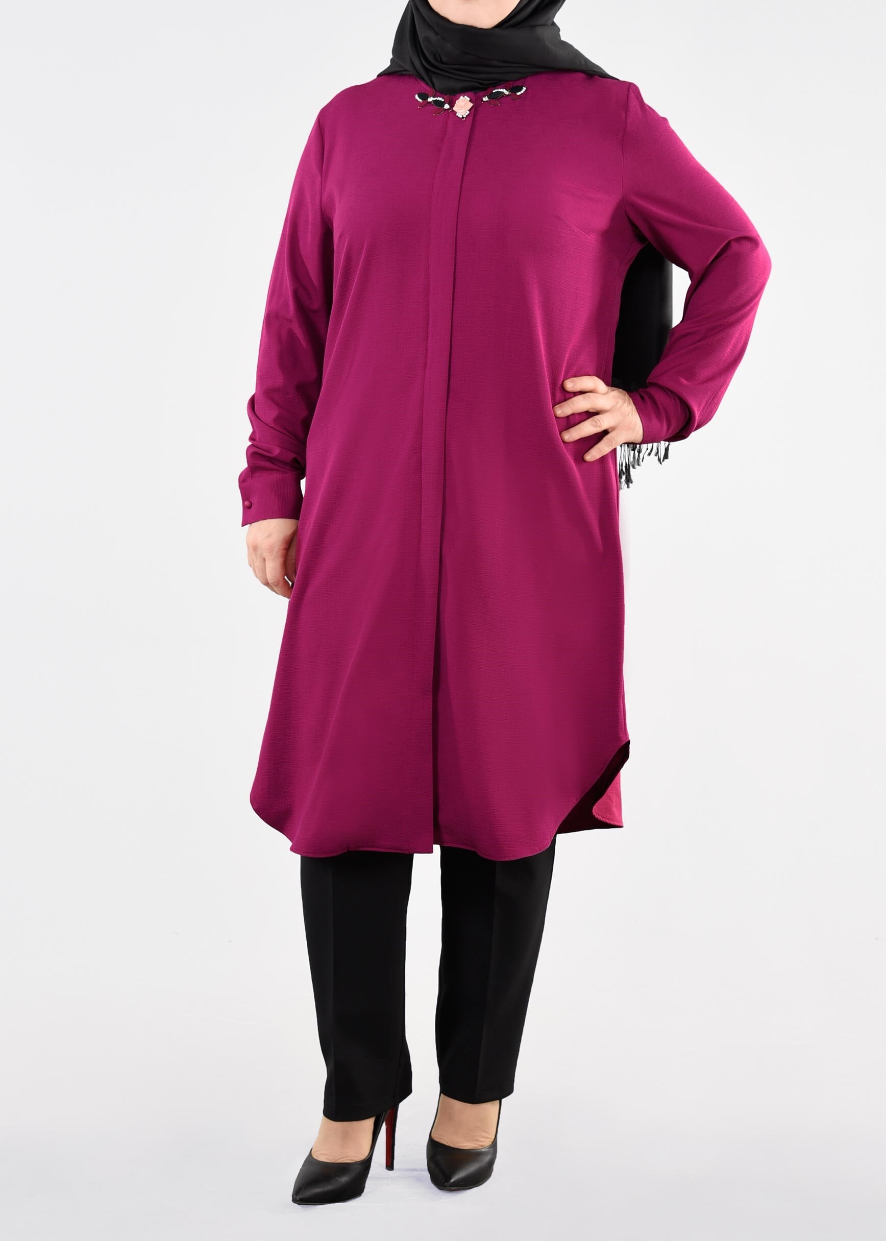 Tesettür giyim FUŞYA 2709 BADE 43738 TUNİK 44/50 TEK46
