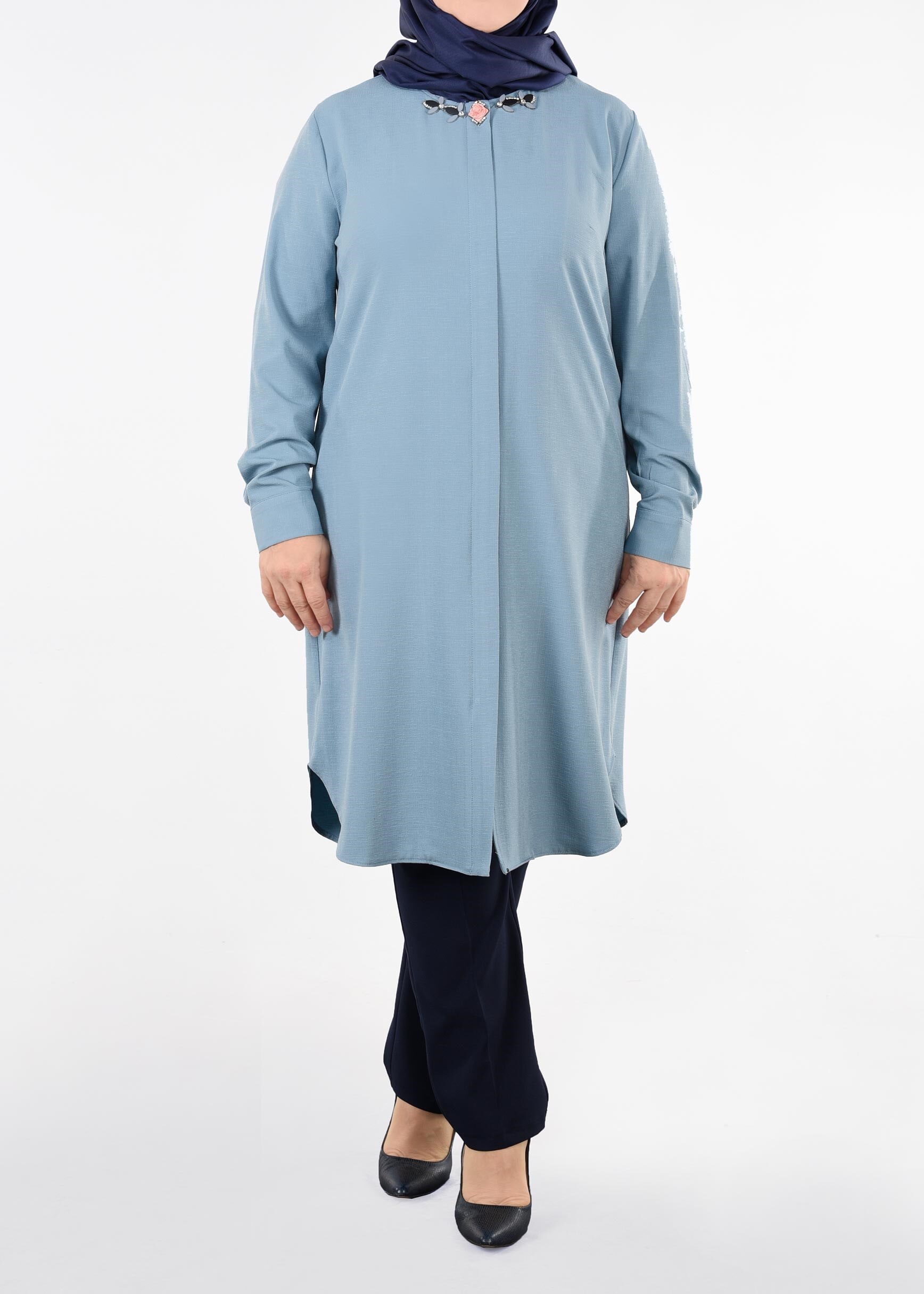Tesettür giyim MAVİ 2709 BADE 43738 TUNİK 44/50 TEK46