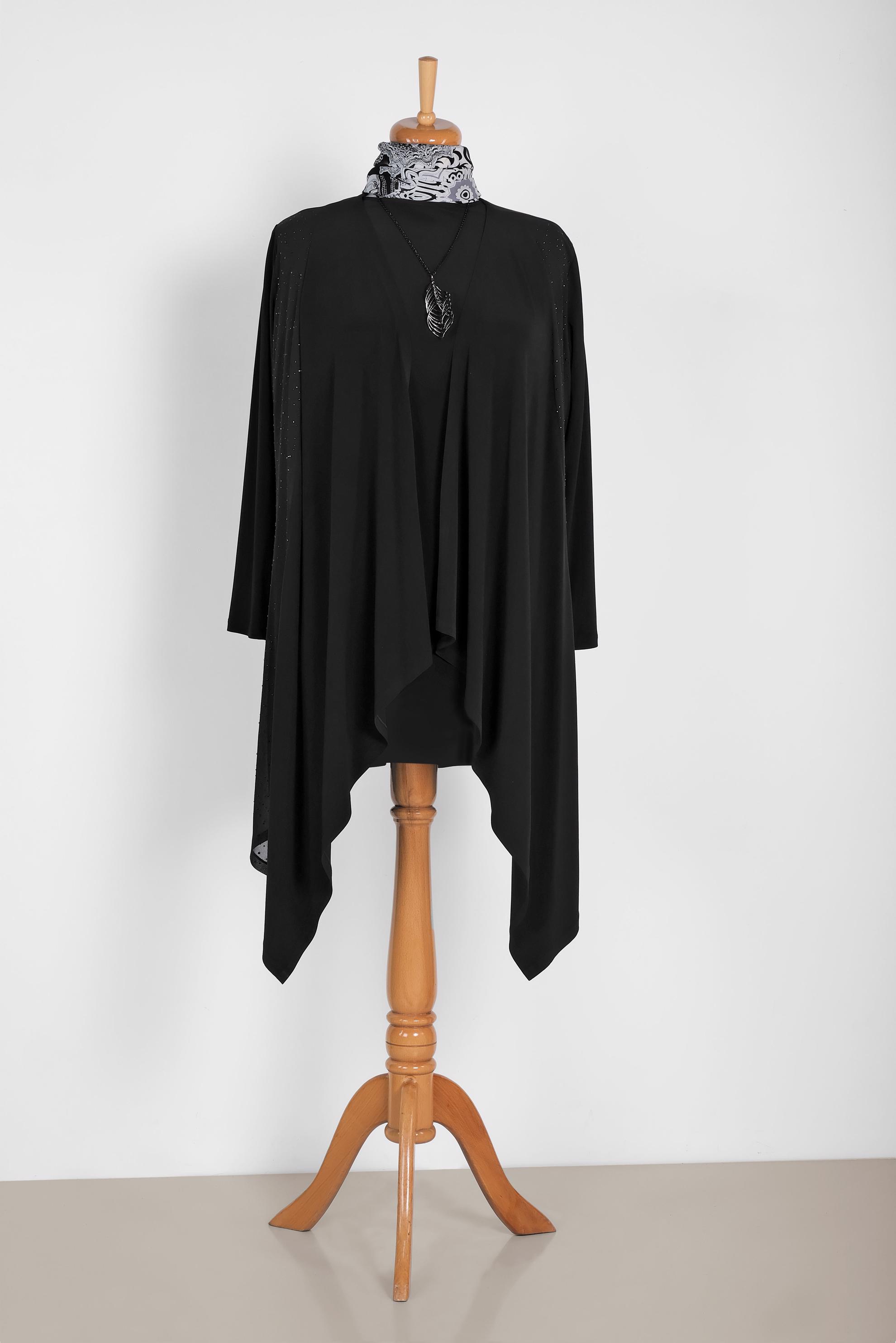 Tesettür giyim SİYAH 2722 VİZONA 2&prime;Lİ TUNİK 44/50