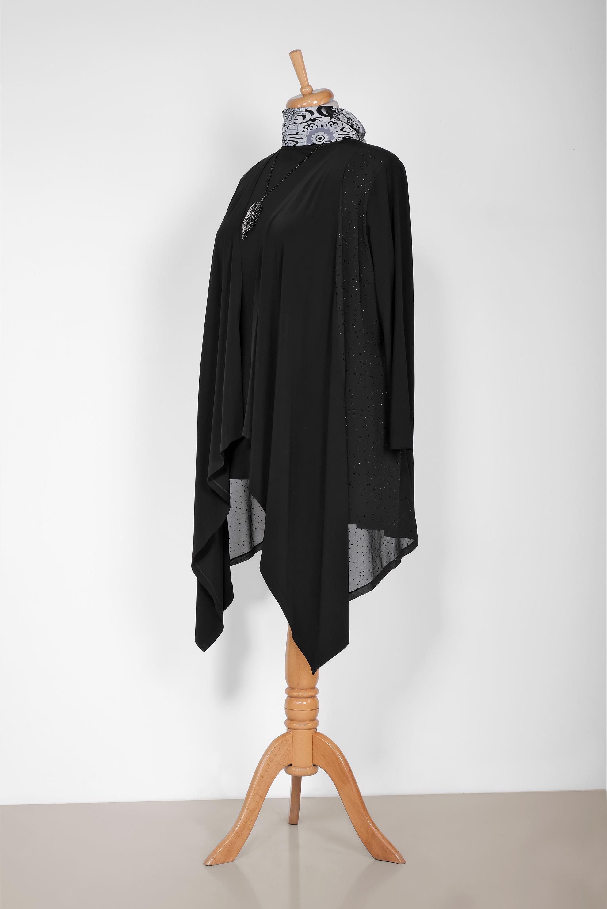 Tesettür giyim SİYAH 2722 VİZONA 2&prime;Lİ TUNİK 44/50