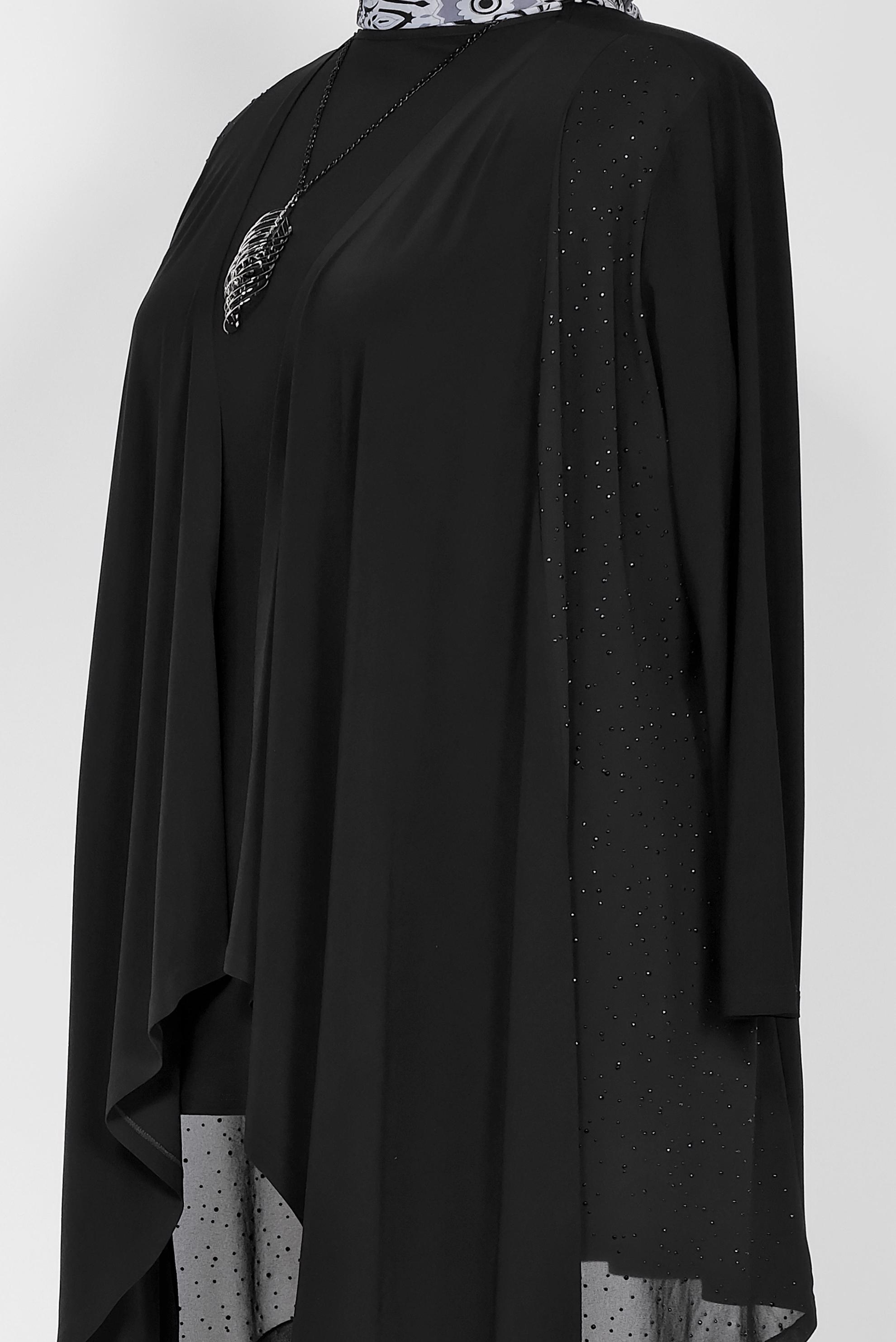 Tesettür giyim SİYAH 2722 VİZONA 2&prime;Lİ TUNİK 44/50