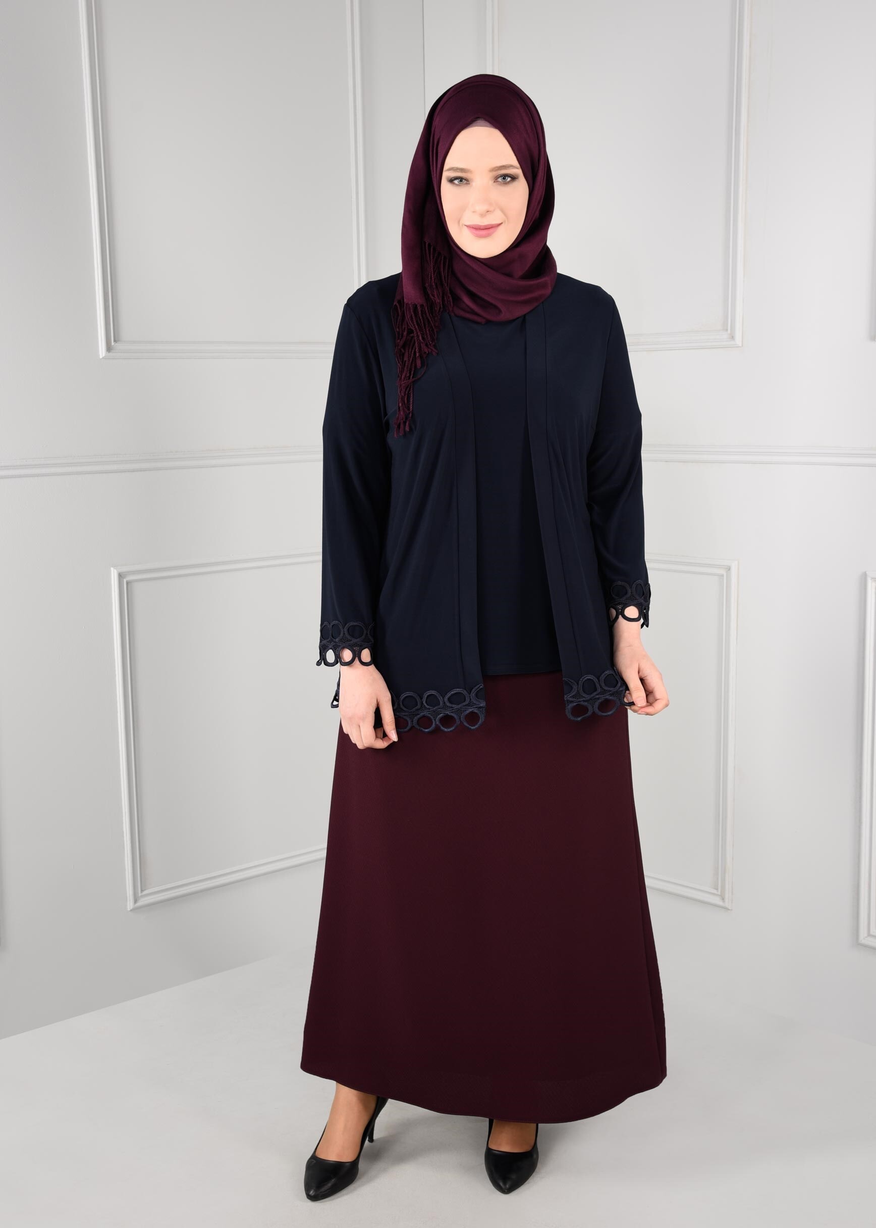 Tesettür giyim LACİVERT 2724 VİZONA 2&prime;Lİ TUNİK 46/52