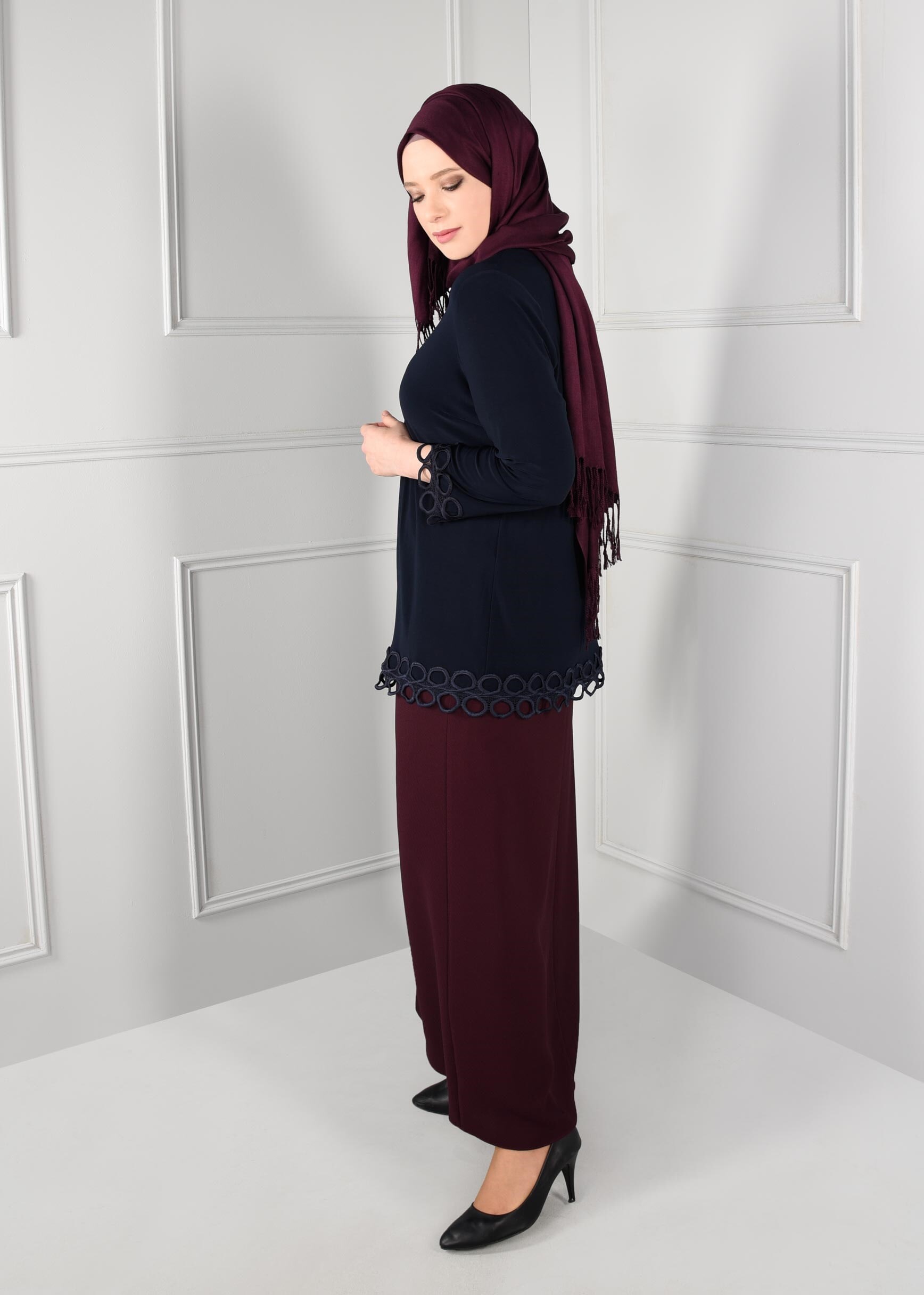 Tesettür giyim LACİVERT 2724 VİZONA 2&prime;Lİ TUNİK 46/52