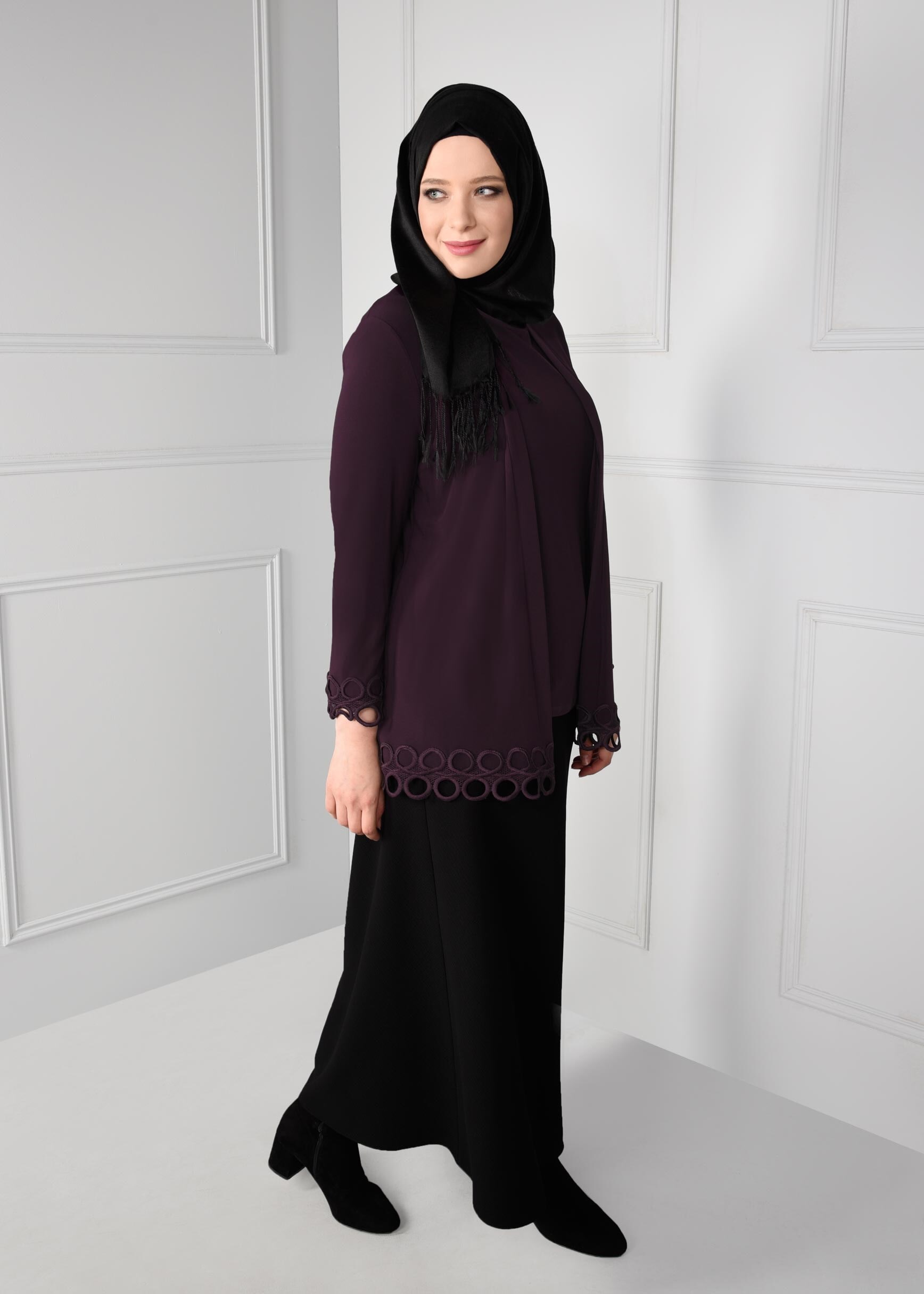 Tesettür giyim MÜRDÜM 2724 VİZONA 2&prime;Lİ TUNİK 46/52