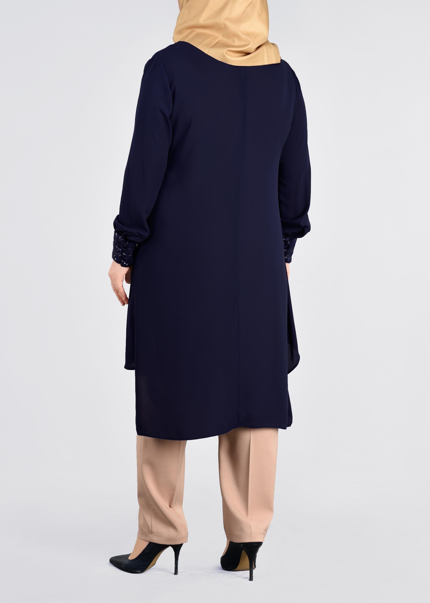 Tesettür giyim LACİVERT 2733 ESİNTİ TUNİK 44/50 TEK46