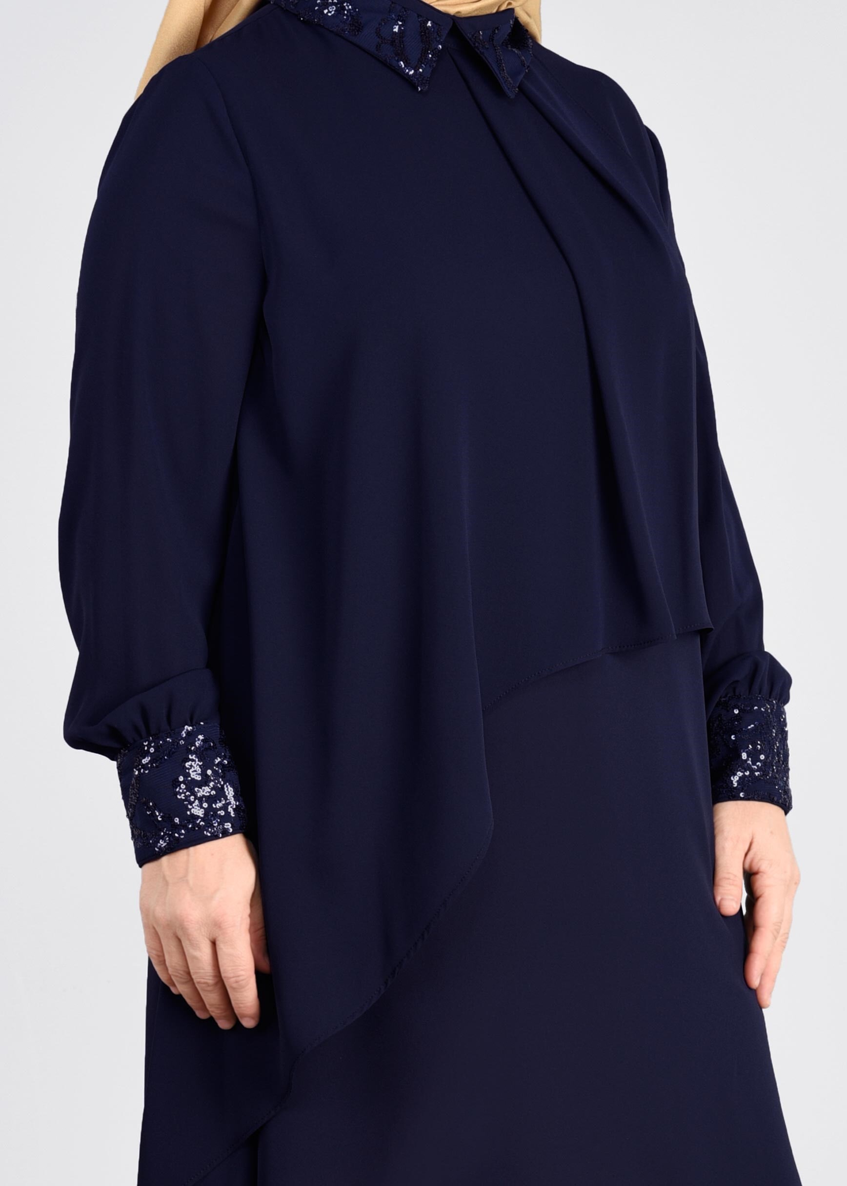 Tesettür giyim LACİVERT 2733 ESİNTİ TUNİK 44/50 TEK46