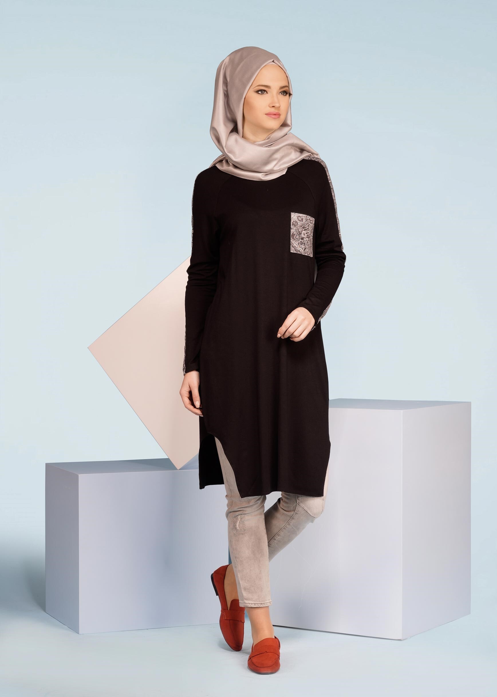 Tesettür giyim SİYAH 4073 NEW VİSCON LYCRA TUNİK 38/46