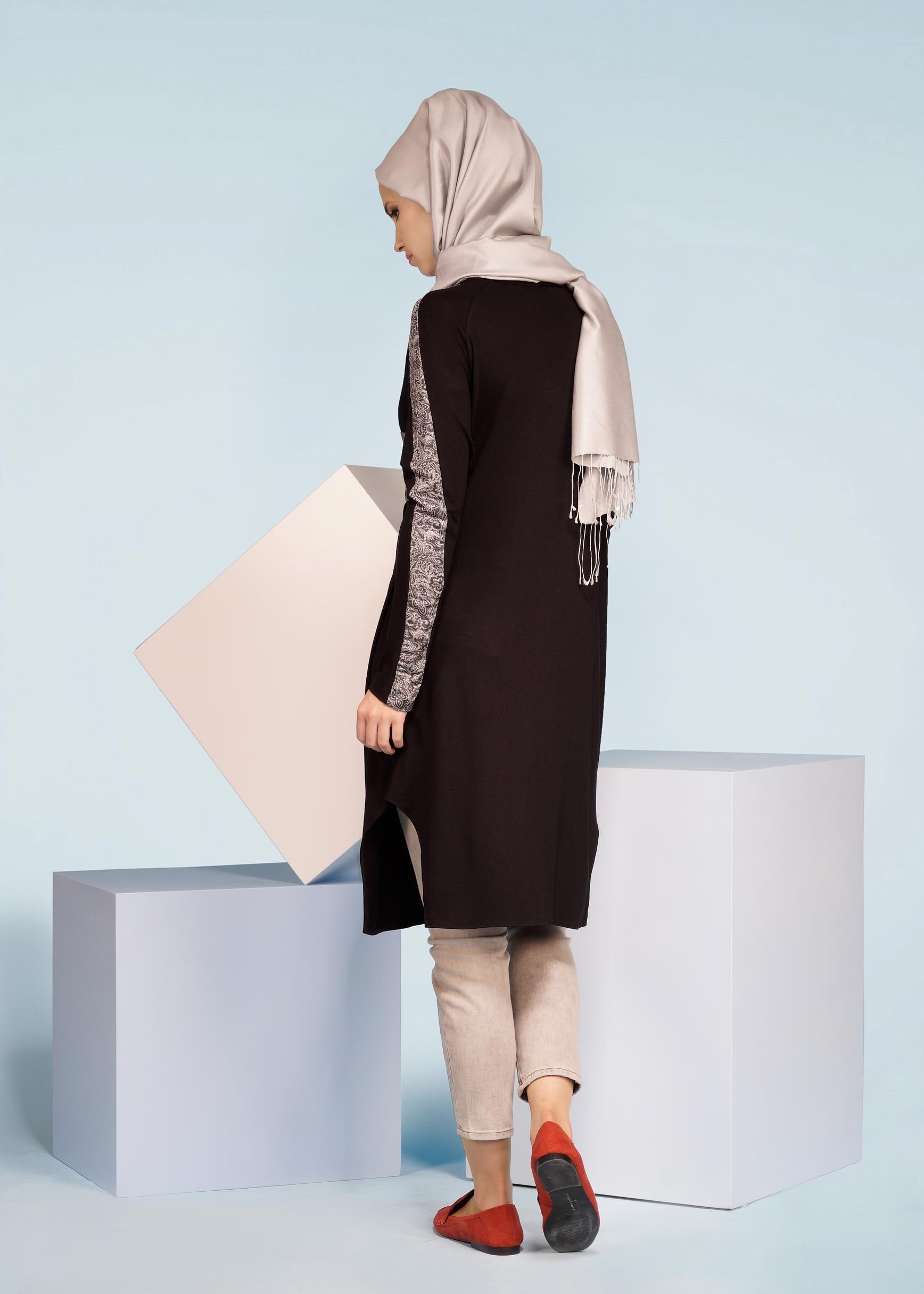 Tesettür giyim SİYAH 4073 NEW VİSCON LYCRA TUNİK 38/46