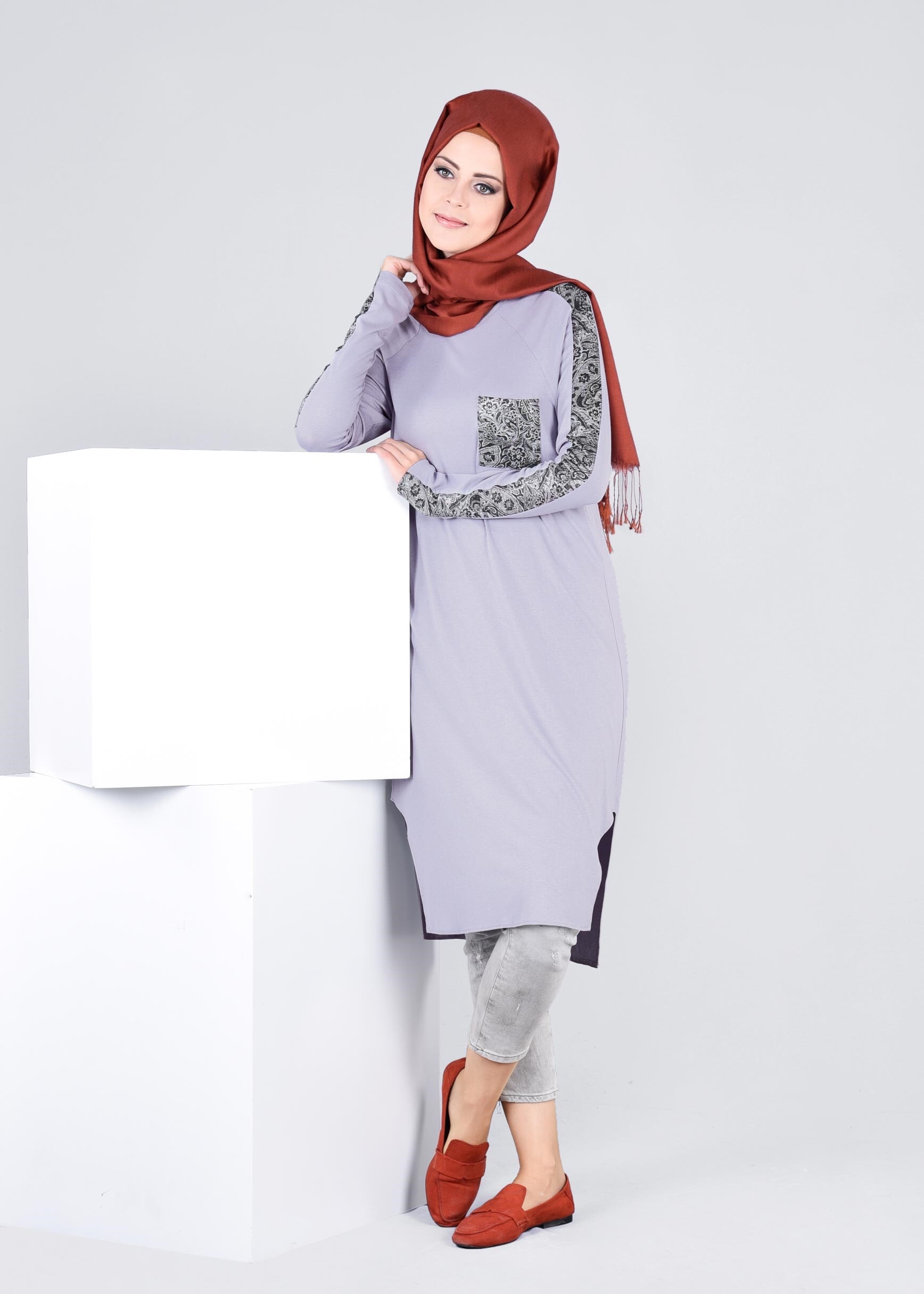Tesettür giyim GÜMÜŞ 4073 NEW VİSCON LYCRA TUNİK 38/46