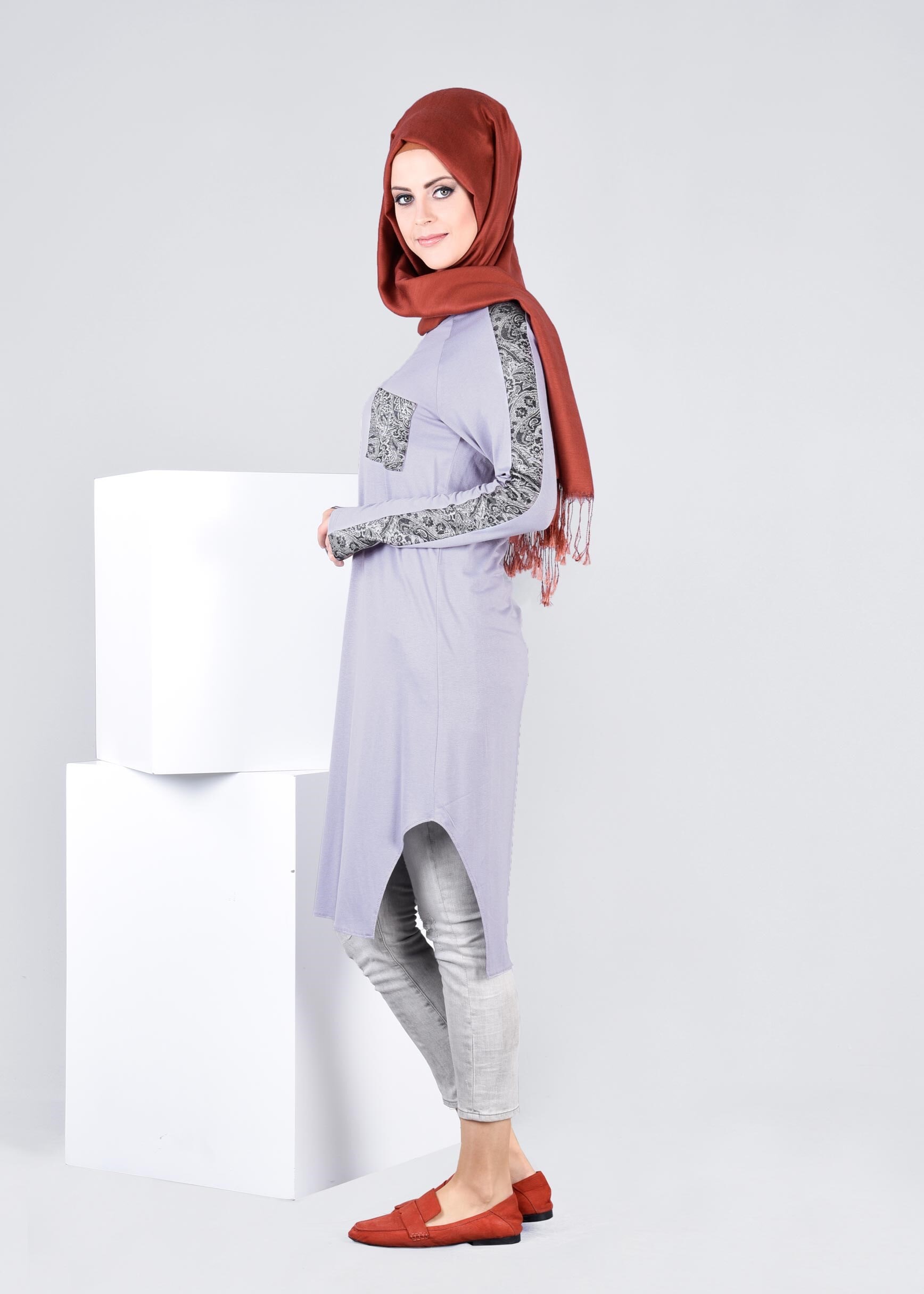 Tesettür giyim GÜMÜŞ 4073 NEW VİSCON LYCRA TUNİK 38/46