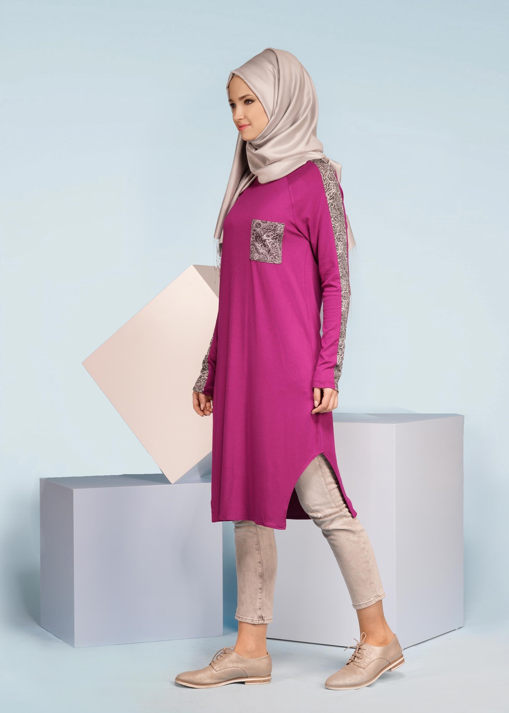 Tesettür giyim MOR 4073 NEW VİSCON LYCRA TUNİK 38/46