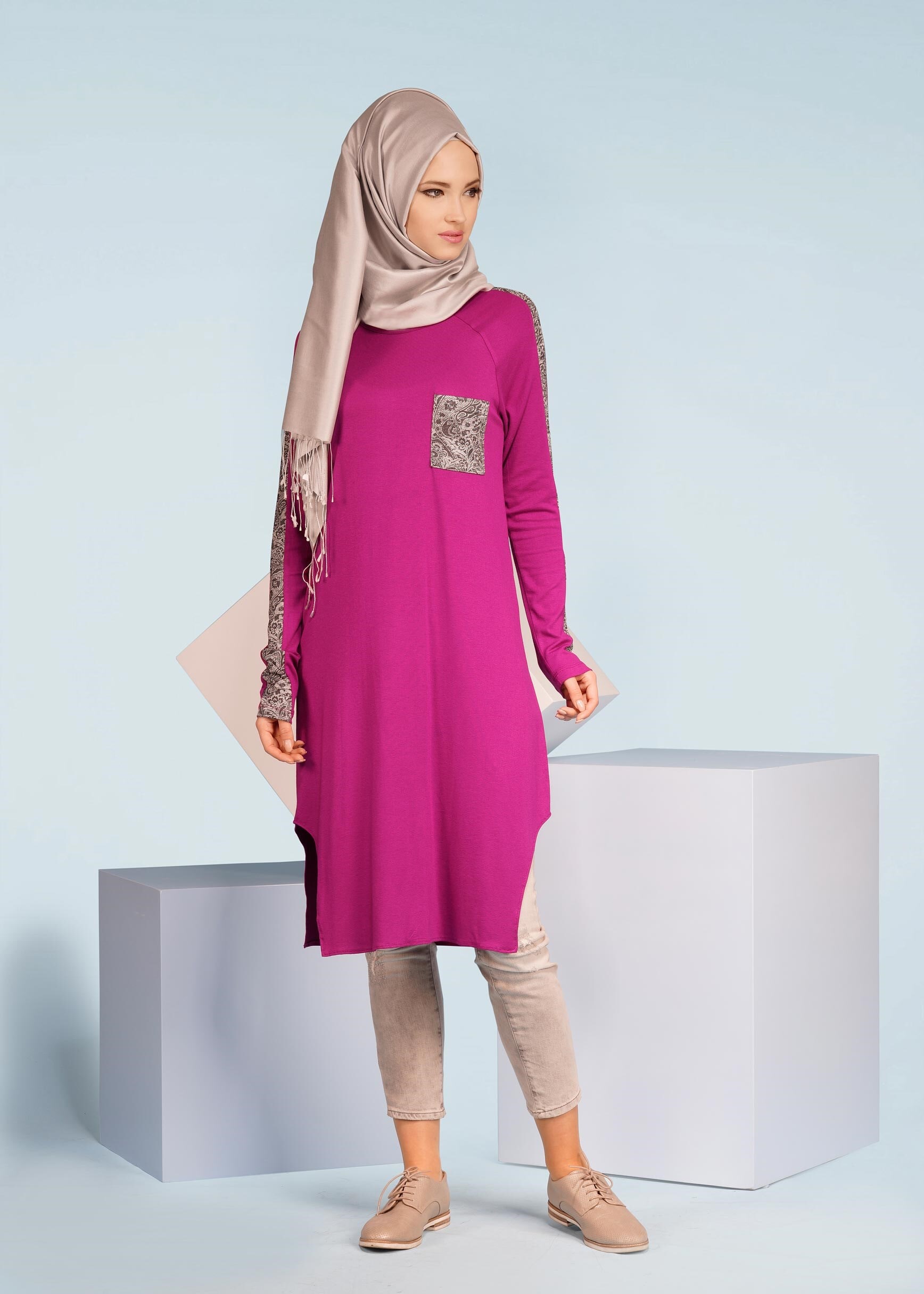 Tesettür giyim MOR 4073 NEW VİSCON LYCRA TUNİK 38/46