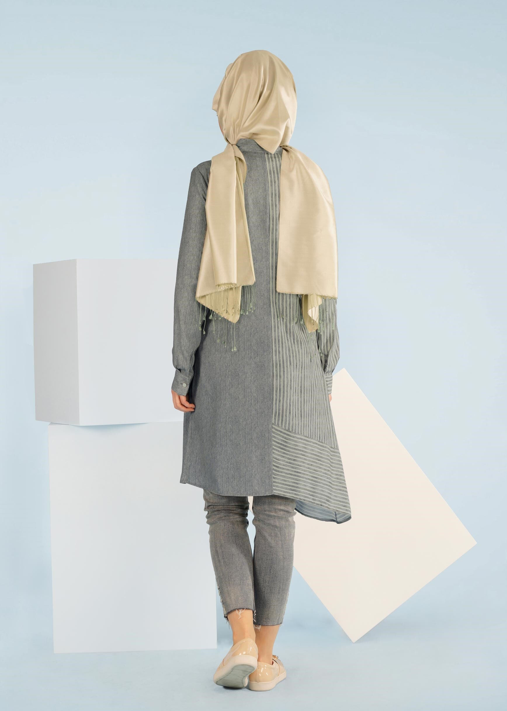 Tesettür giyim GRİ 4078 ROSA 9783 TUNİK 38/46