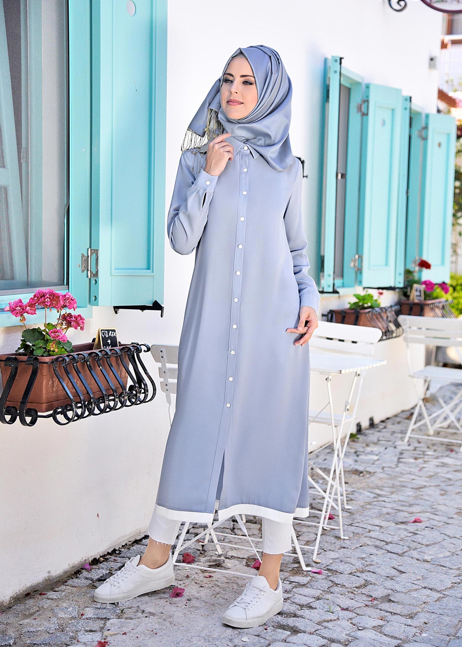 Tesettür giyim MAVİ 4082 7785 TESETTÜR TUNİK 40/48 TEK38