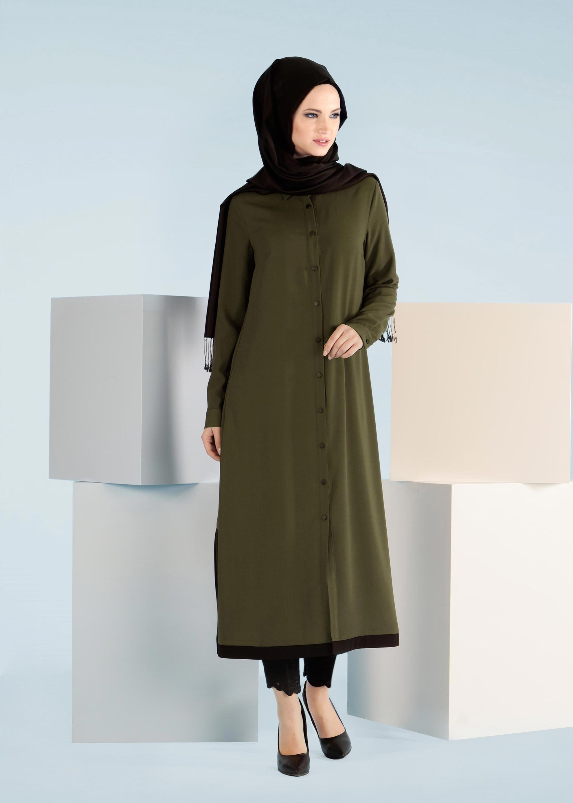 Tesettür giyim HAKİ 4082 7785 TESETTÜR TUNİK 40/48 TEK38