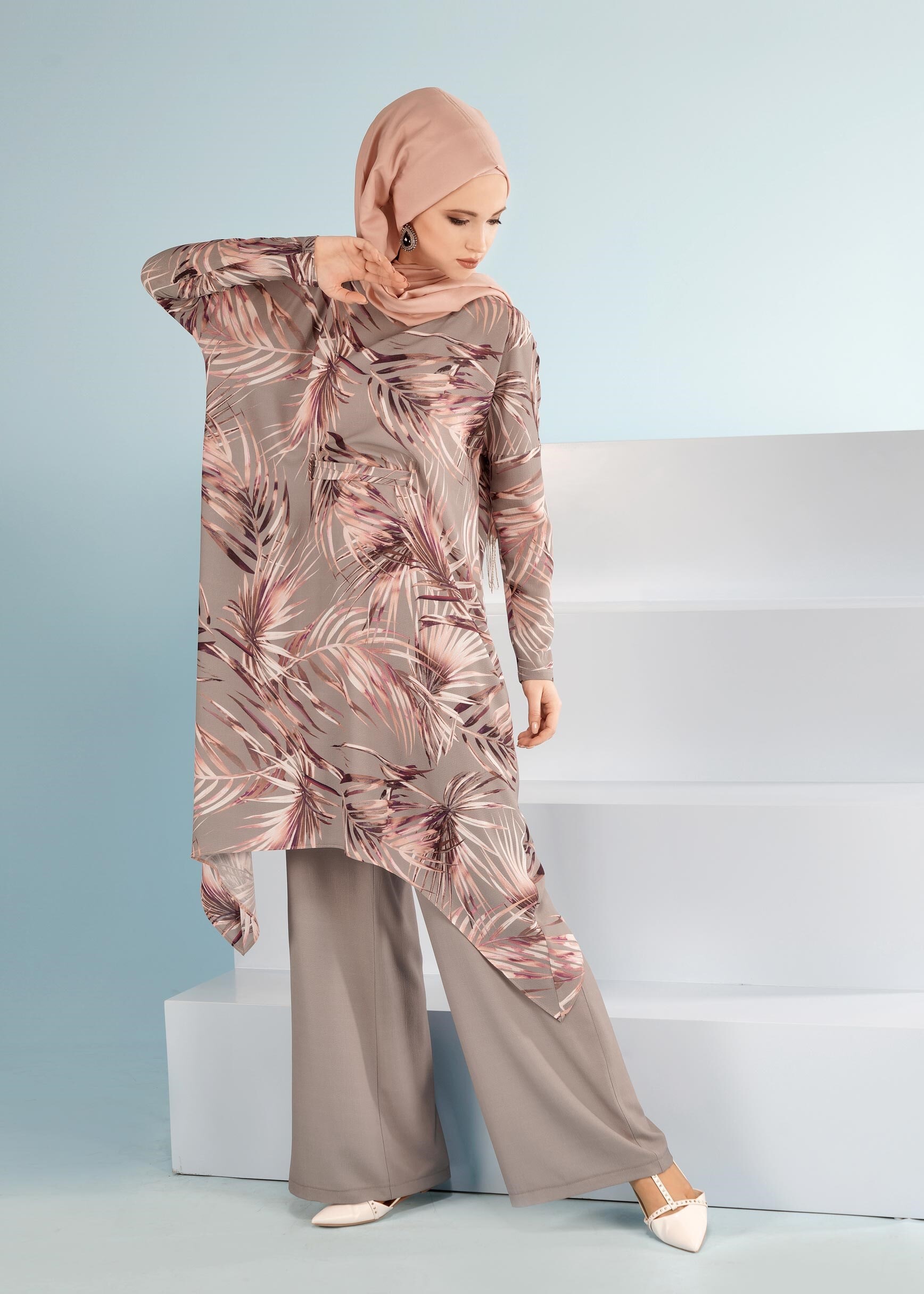 Tesettür giyim GRİ 4083 KOBE 23162 TUNİK 38/44 TEK40