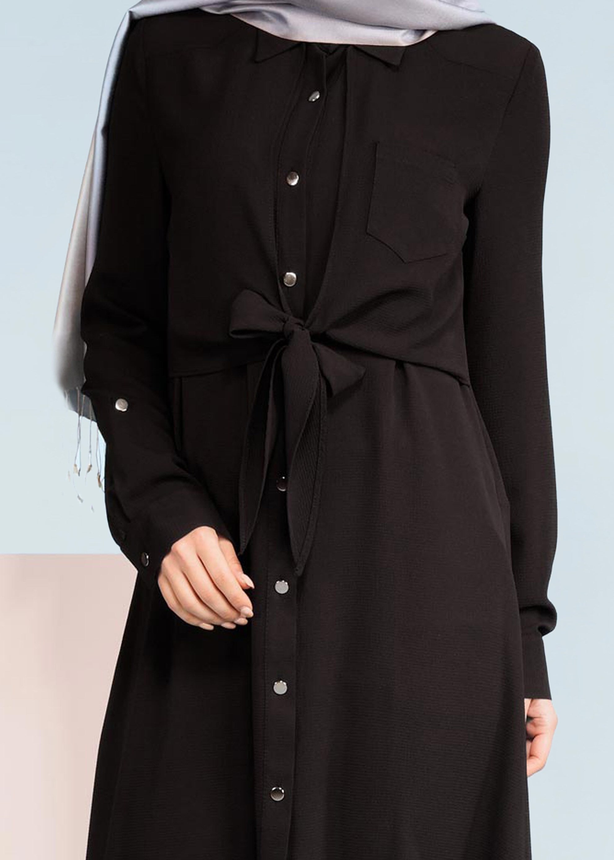 Tesettür giyim SİYAH 4084 NİŞANTAŞI TESETTÜR TUNİK 38/44 TEK40