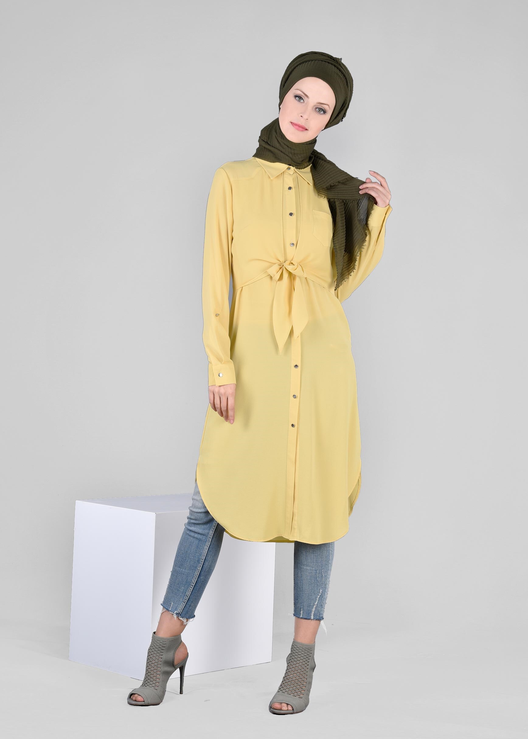 Tesettür giyim SARI 4084 NİŞANTAŞI TESETTÜR TUNİK 38/44 TEK40