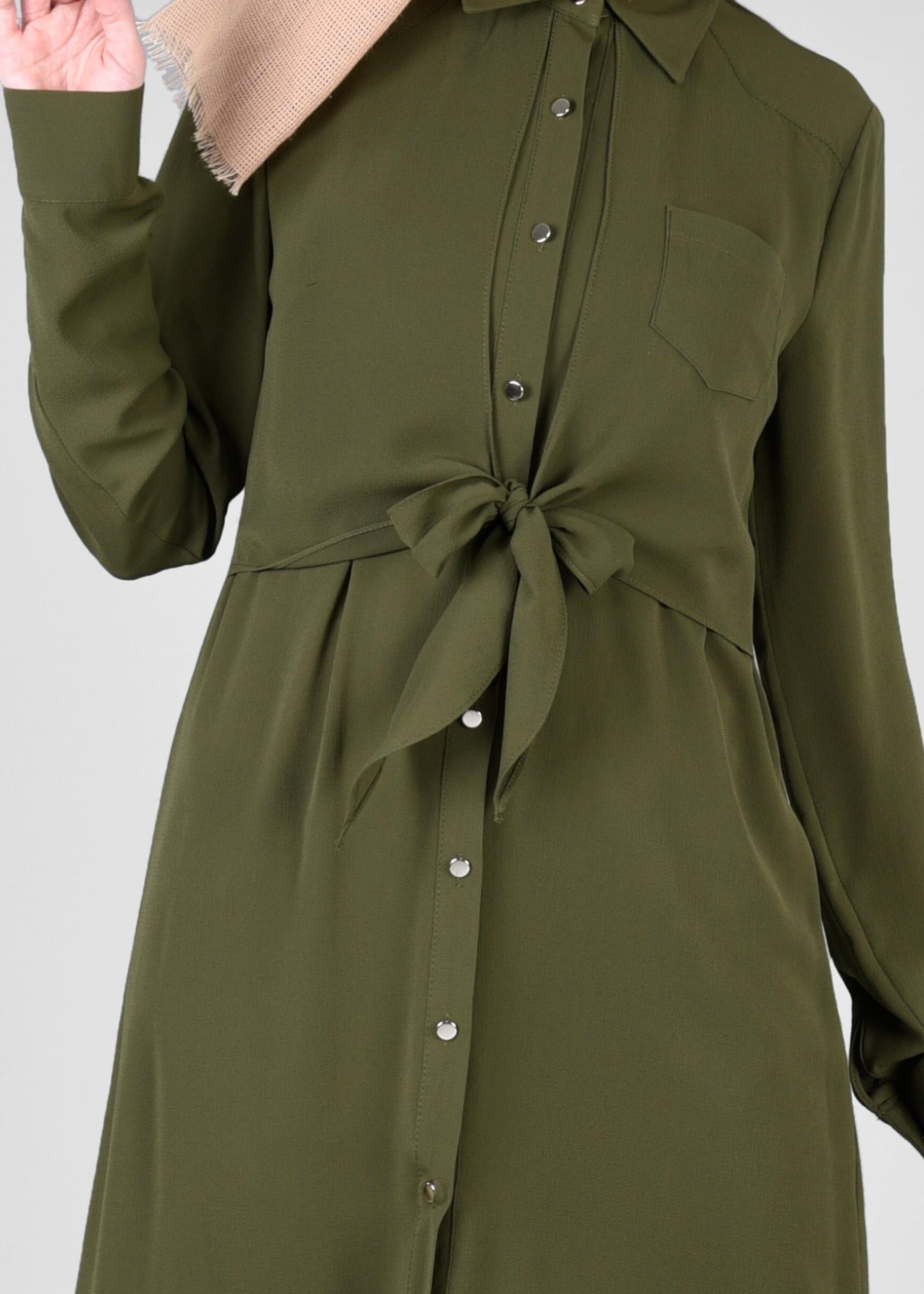 Tesettür giyim HAKİ 4084 NİŞANTAŞI TESETTÜR TUNİK 38/44 TEK40