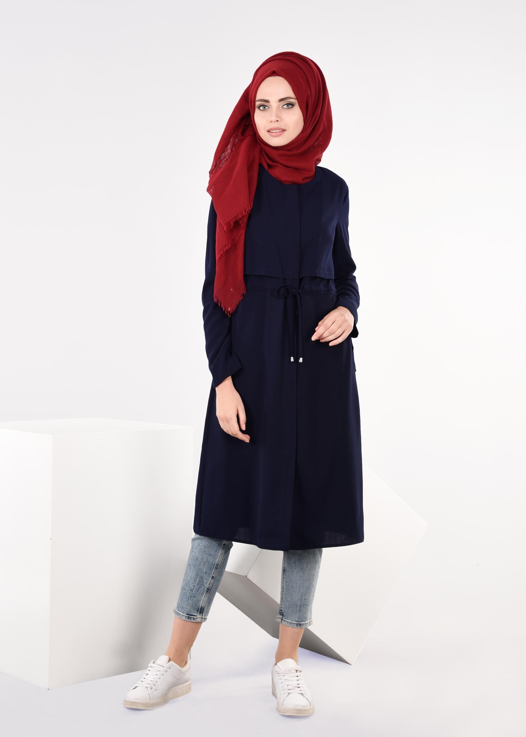 Tesettür giyim LACİVERT 4085 SUFLE TUNİK 36/44 TEK38-40