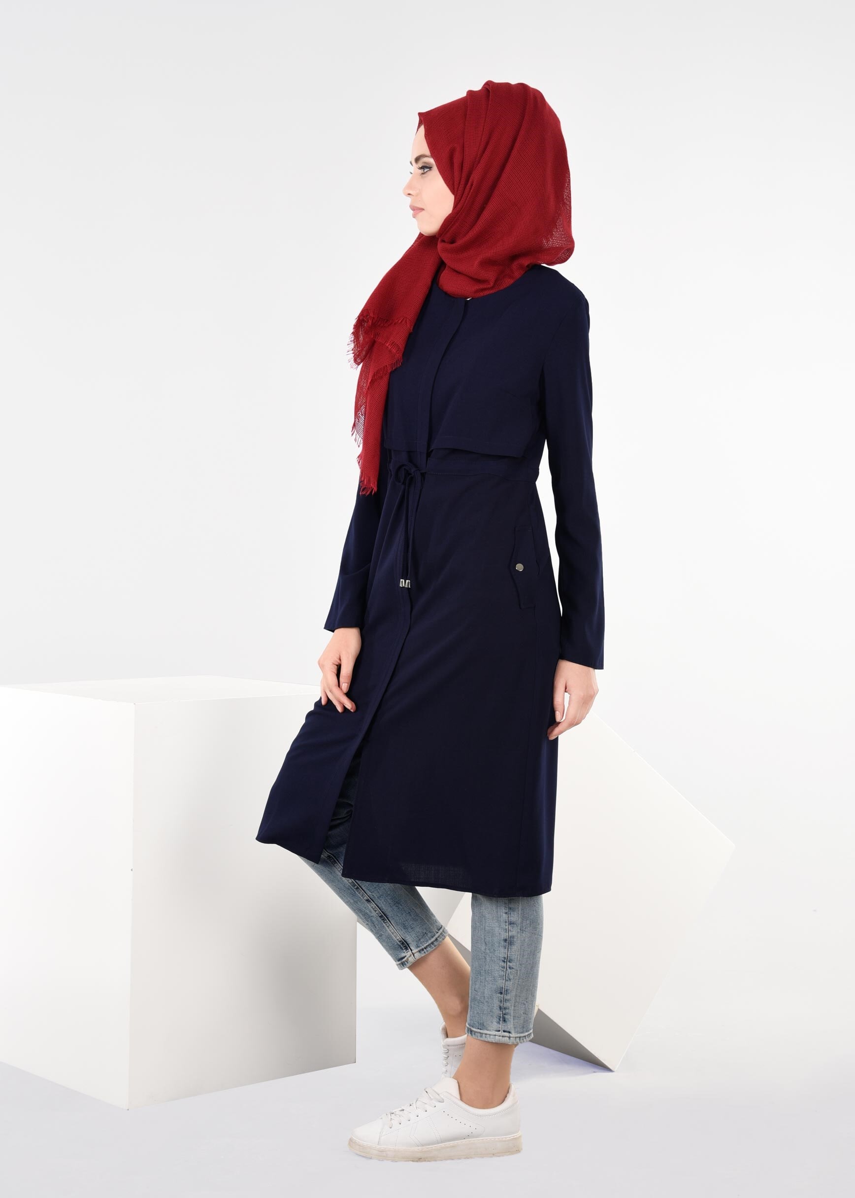 Tesettür giyim LACİVERT 4085 SUFLE TUNİK 36/44 TEK38-40