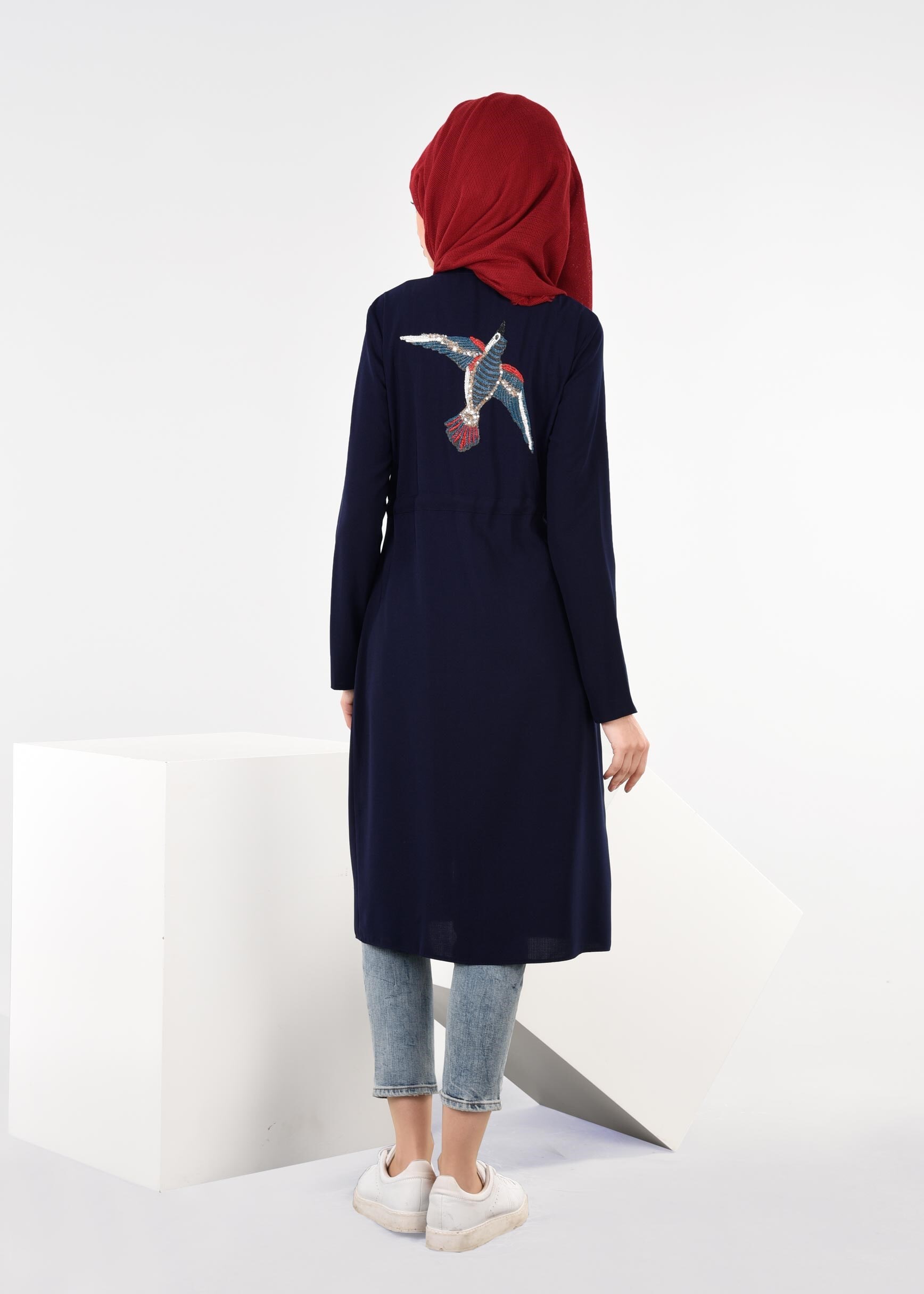 Tesettür giyim LACİVERT 4085 SUFLE TUNİK 36/44 TEK38-40