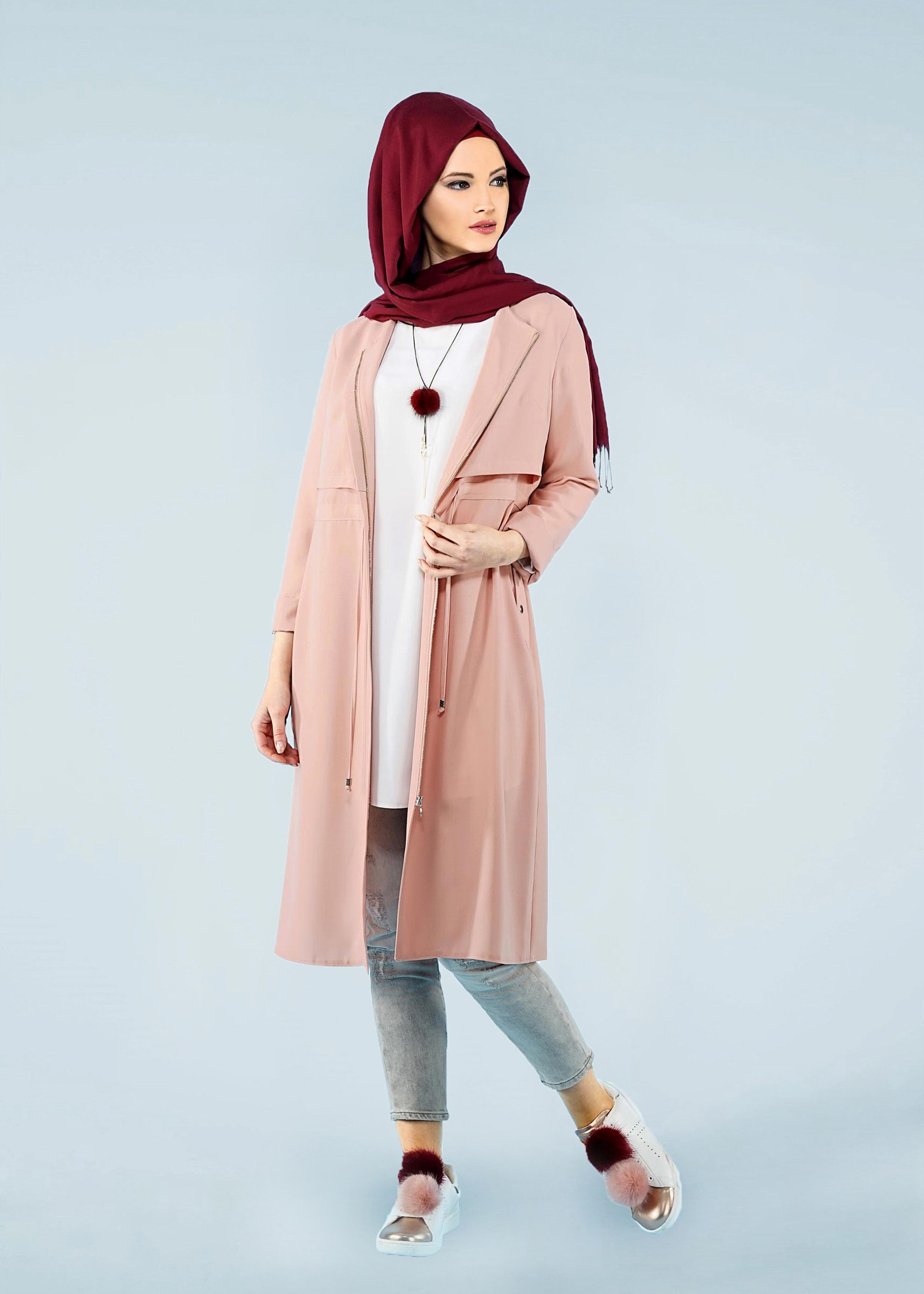 Tesettür giyim PUDRA 4085 SUFLE TUNİK 36/44 TEK38-40