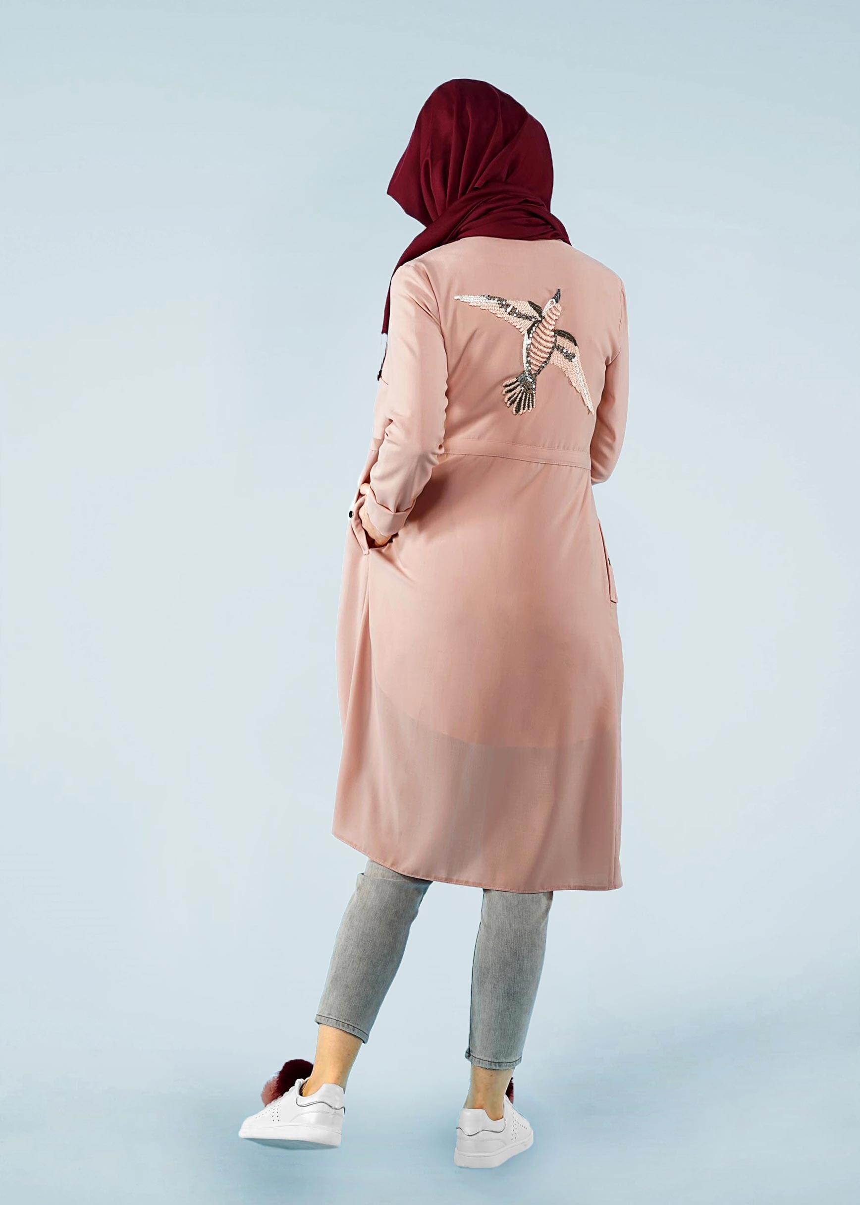 Tesettür giyim PUDRA 4085 SUFLE TUNİK 36/44 TEK38-40