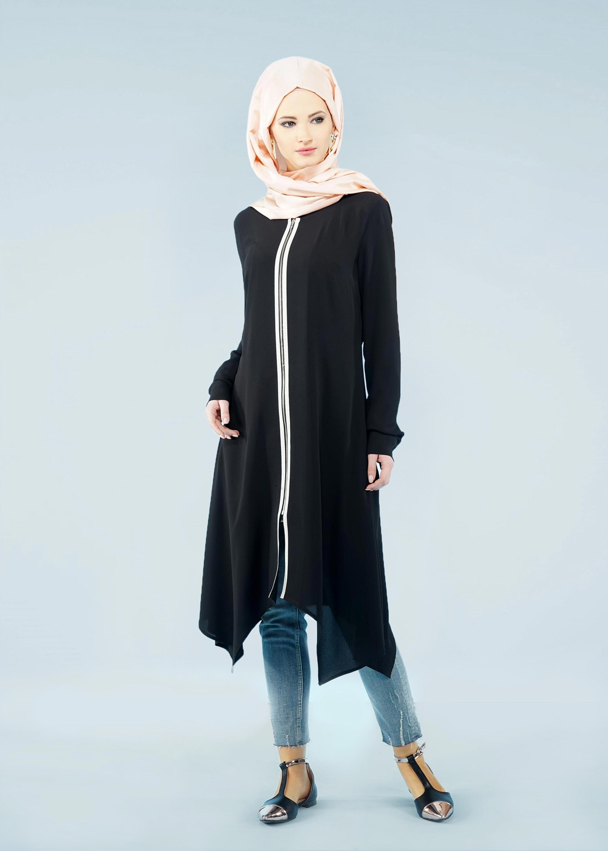 Tesettür giyim SİYAH 4086 NİŞANTAŞI TUNİK 38/46 TEK40