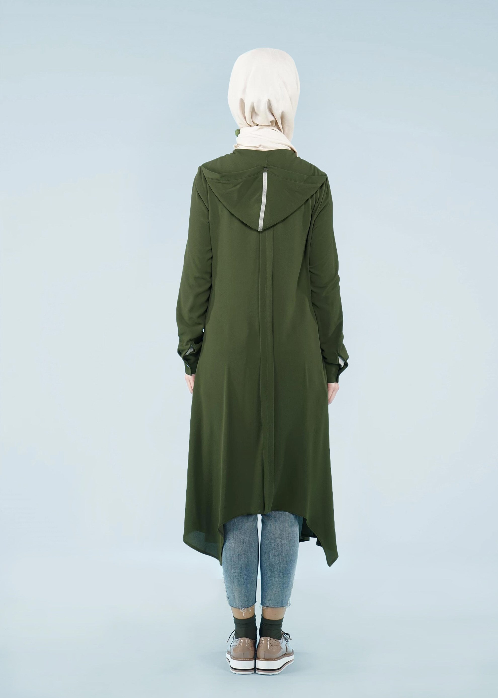 Tesettür giyim HAKİ 4086 NİŞANTAŞI TUNİK 38/46 TEK40