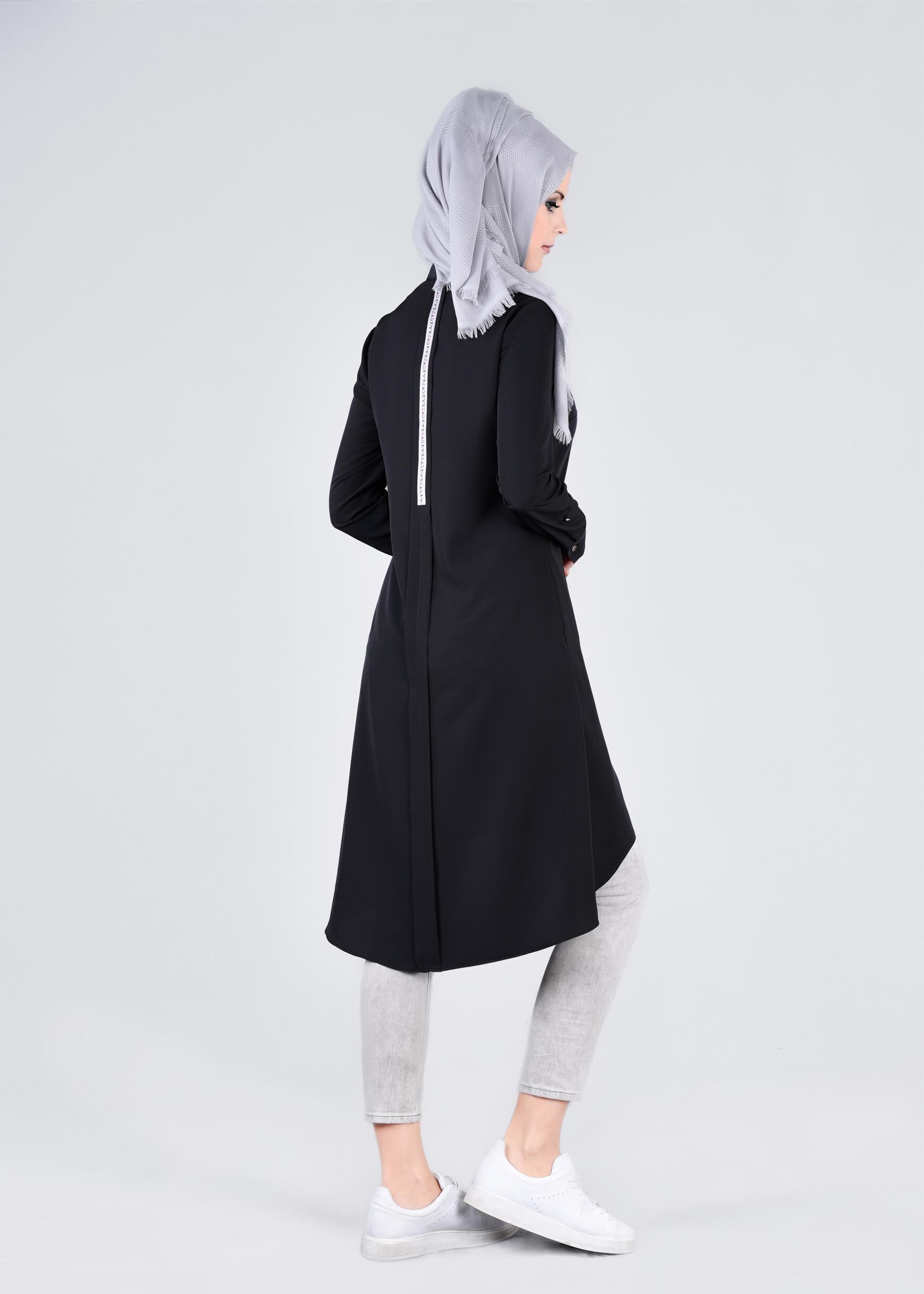 Tesettür giyim SİYAH 4087 CRİSS TESETTÜR TUNİK 38/46 TEK38-36
