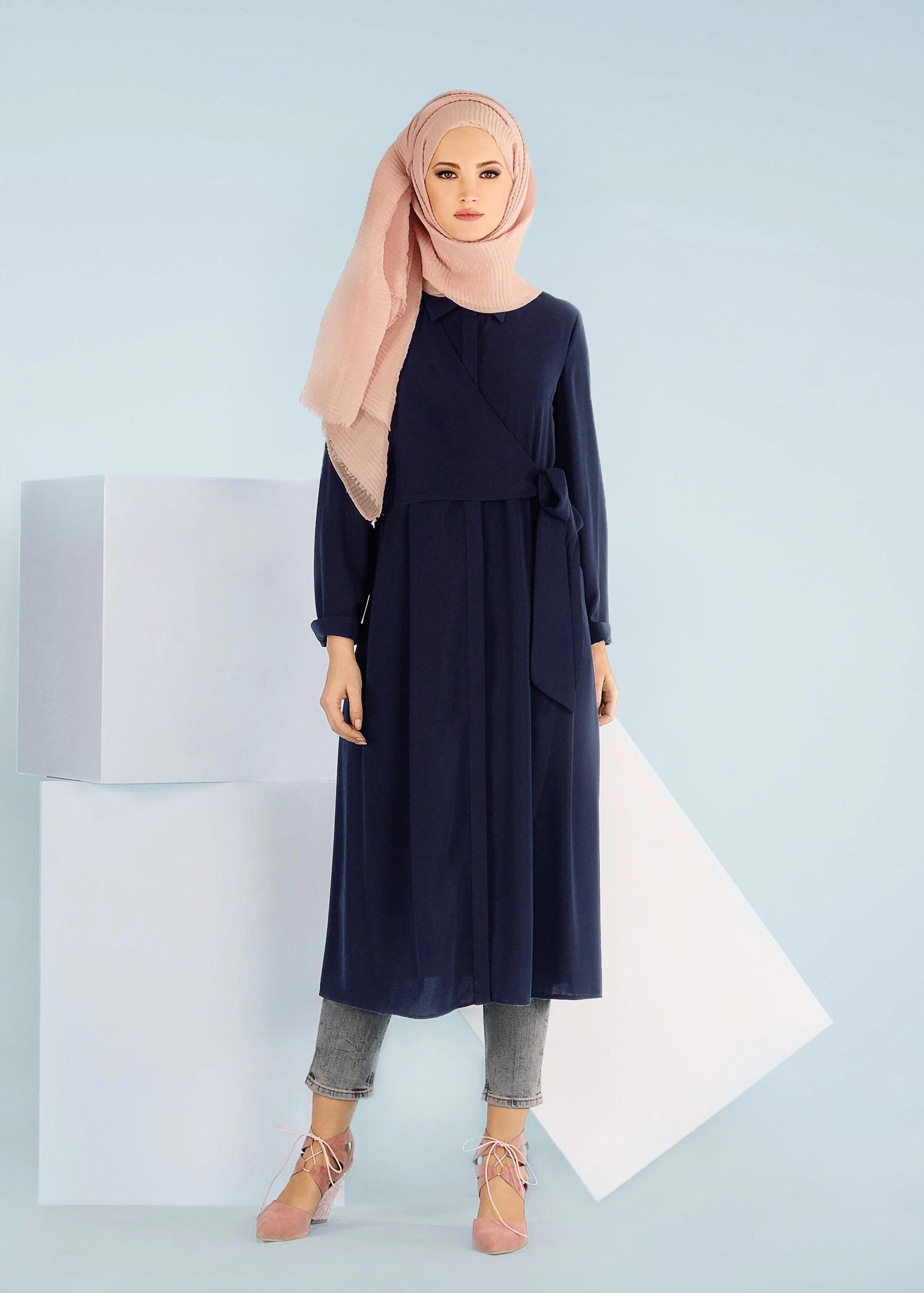 Tesettür giyim LACİVERT 4088 NEW ALYA TUNİK 38/44 TEK40