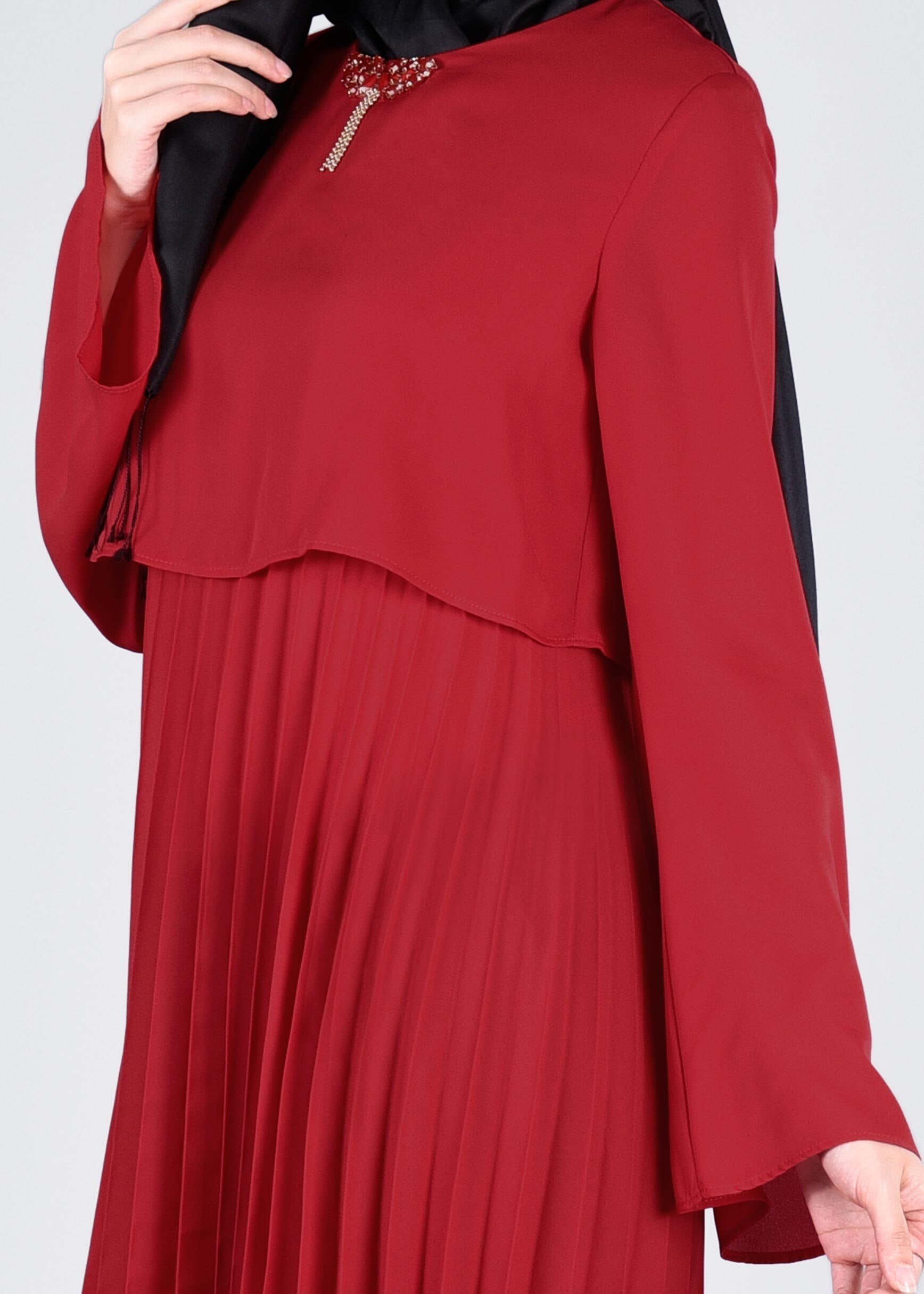 Tesettür giyim KIRMIZI 4092 ESİNTİ TUNİK 36/42 TEK38