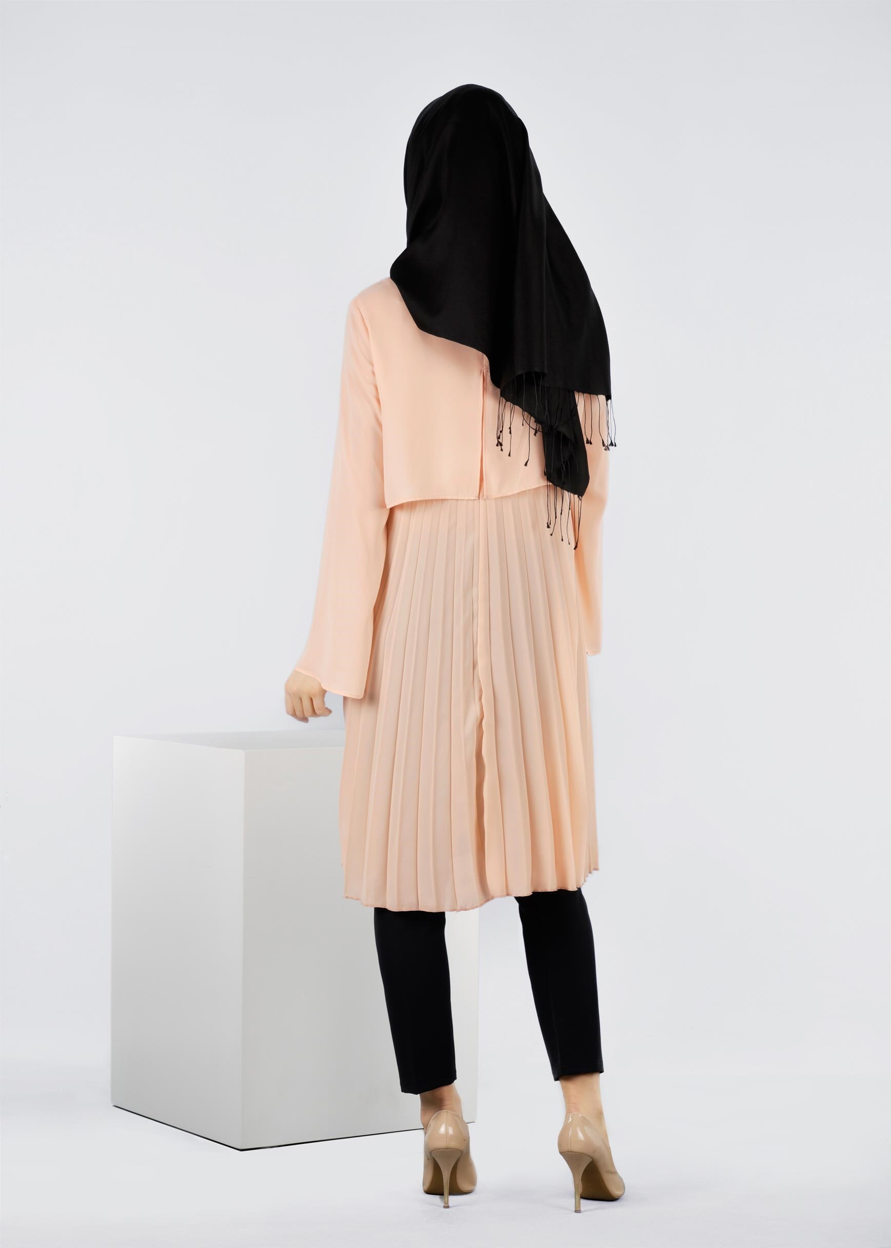 Tesettür giyim PUDRA 4092 ESİNTİ TUNİK 36/42 TEK38