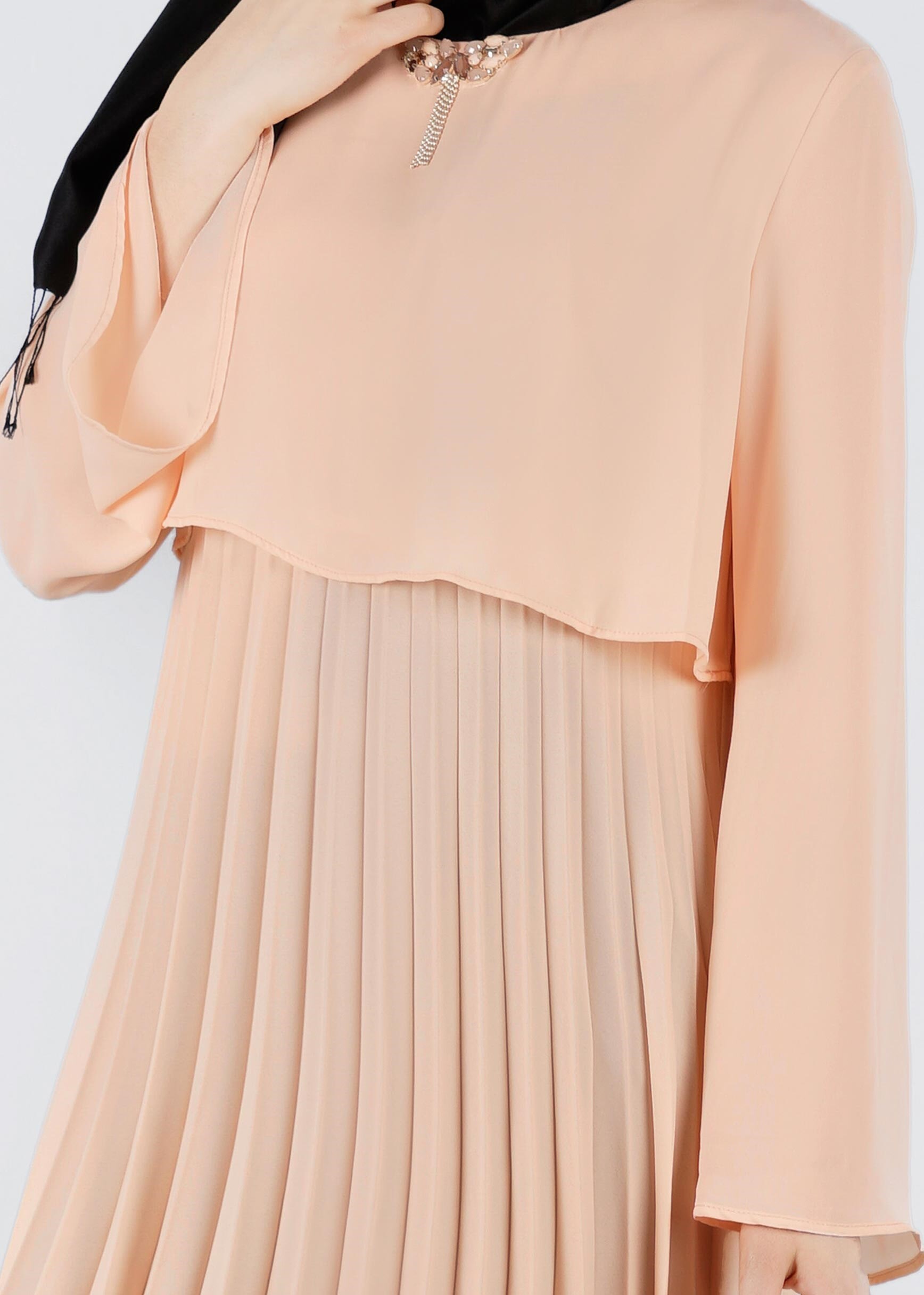 Tesettür giyim PUDRA 4092 ESİNTİ TUNİK 36/42 TEK38