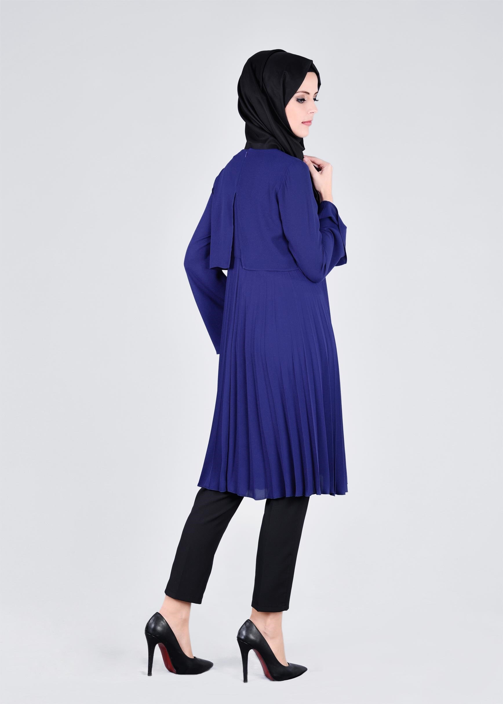 Tesettür giyim MAVİ 4092 ESİNTİ TUNİK 36/42 TEK38