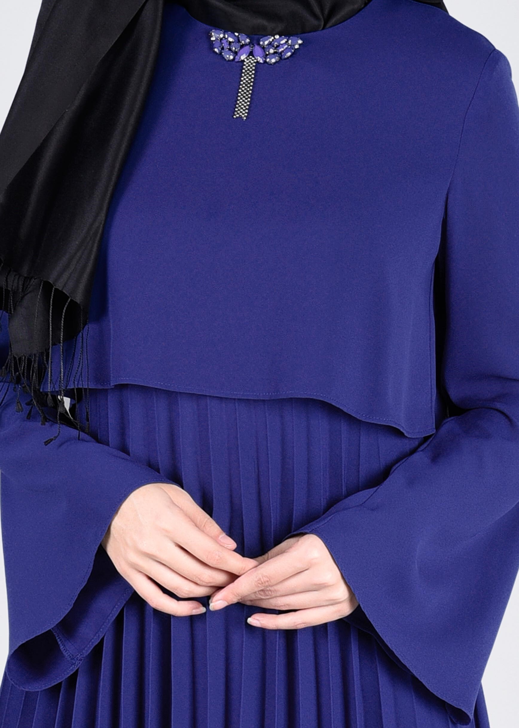 Tesettür giyim MAVİ 4092 ESİNTİ TUNİK 36/42 TEK38