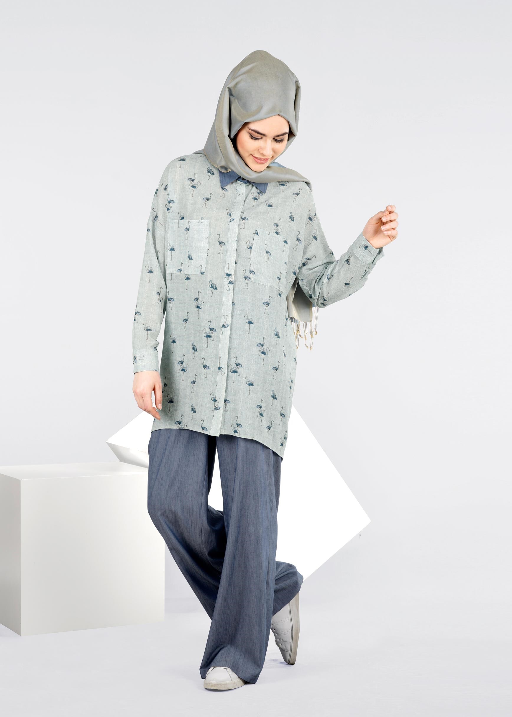 Tesettür giyim MAVİ 4096 CAPRİ 1142 TUNİK 36/42 TEK38