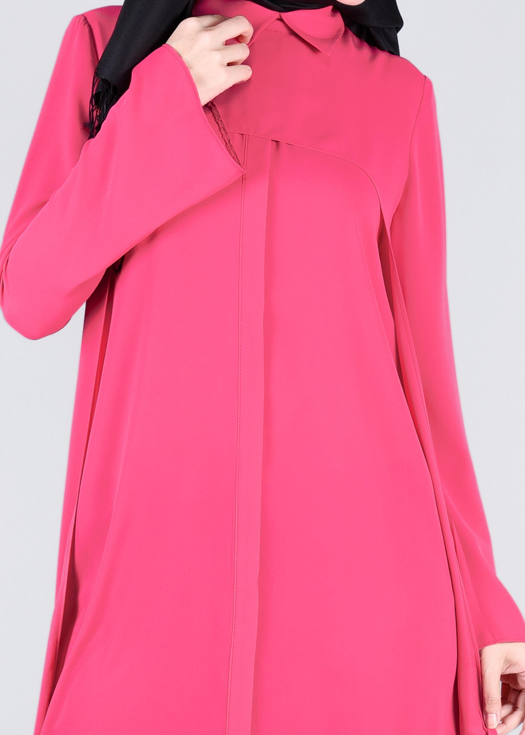 Tesettür giyim FUŞYA YANLARI YIRTMAÇLI TUNİK 4097 