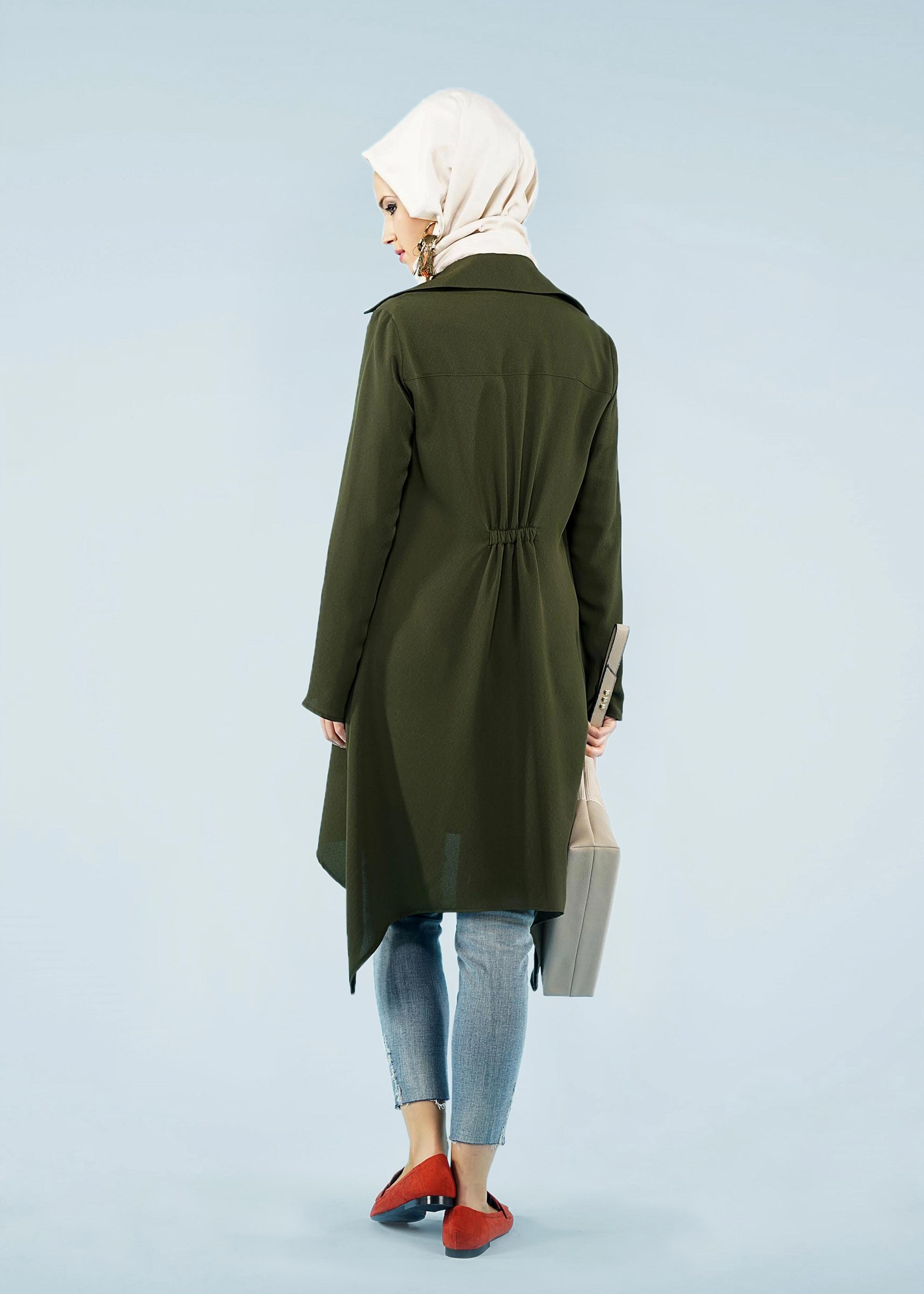 Tesettür giyim HAKİ 4099 NEW PERA TUNİK 38/46 TEK36