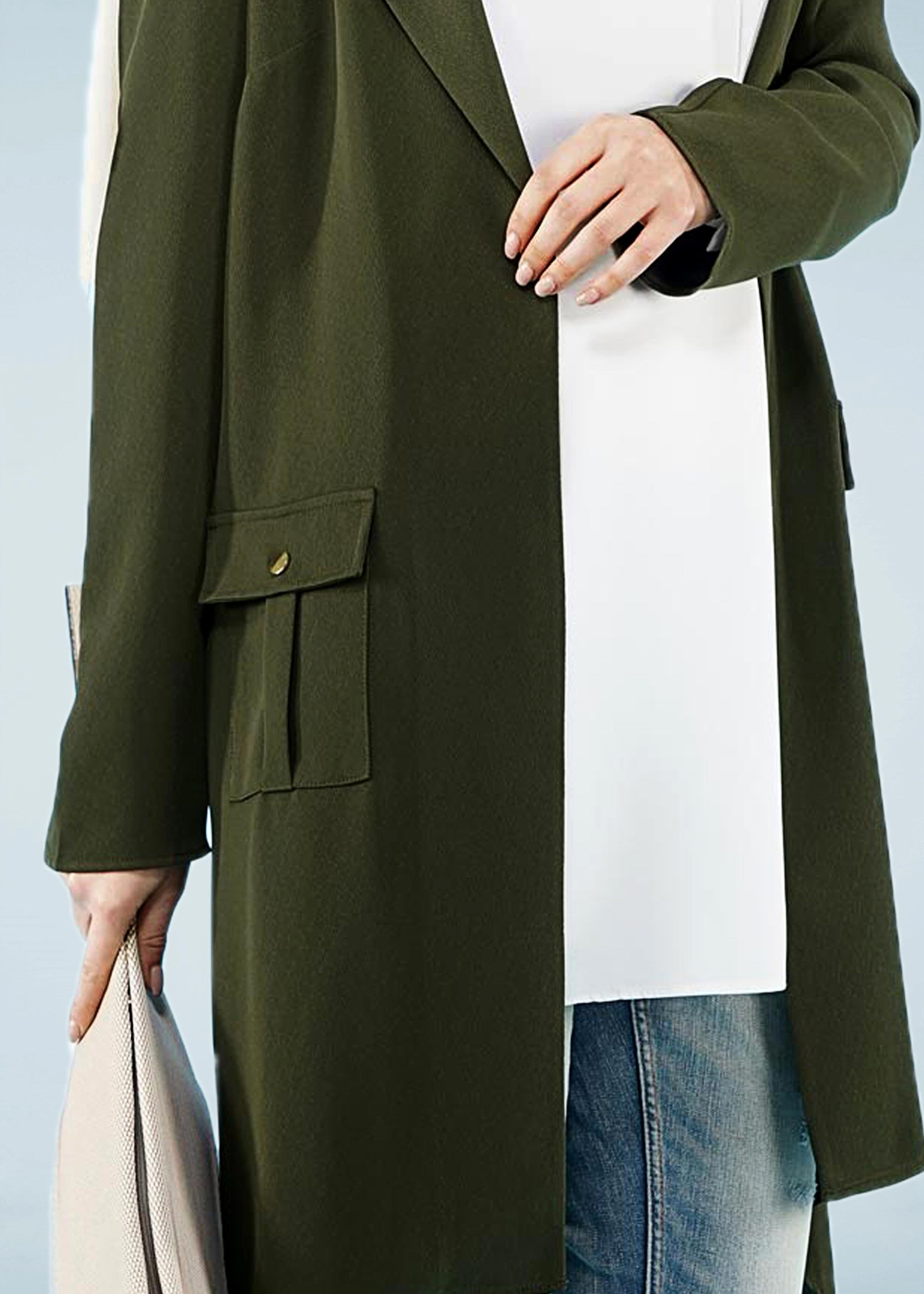 Tesettür giyim HAKİ 4099 NEW PERA TUNİK 38/46 TEK36