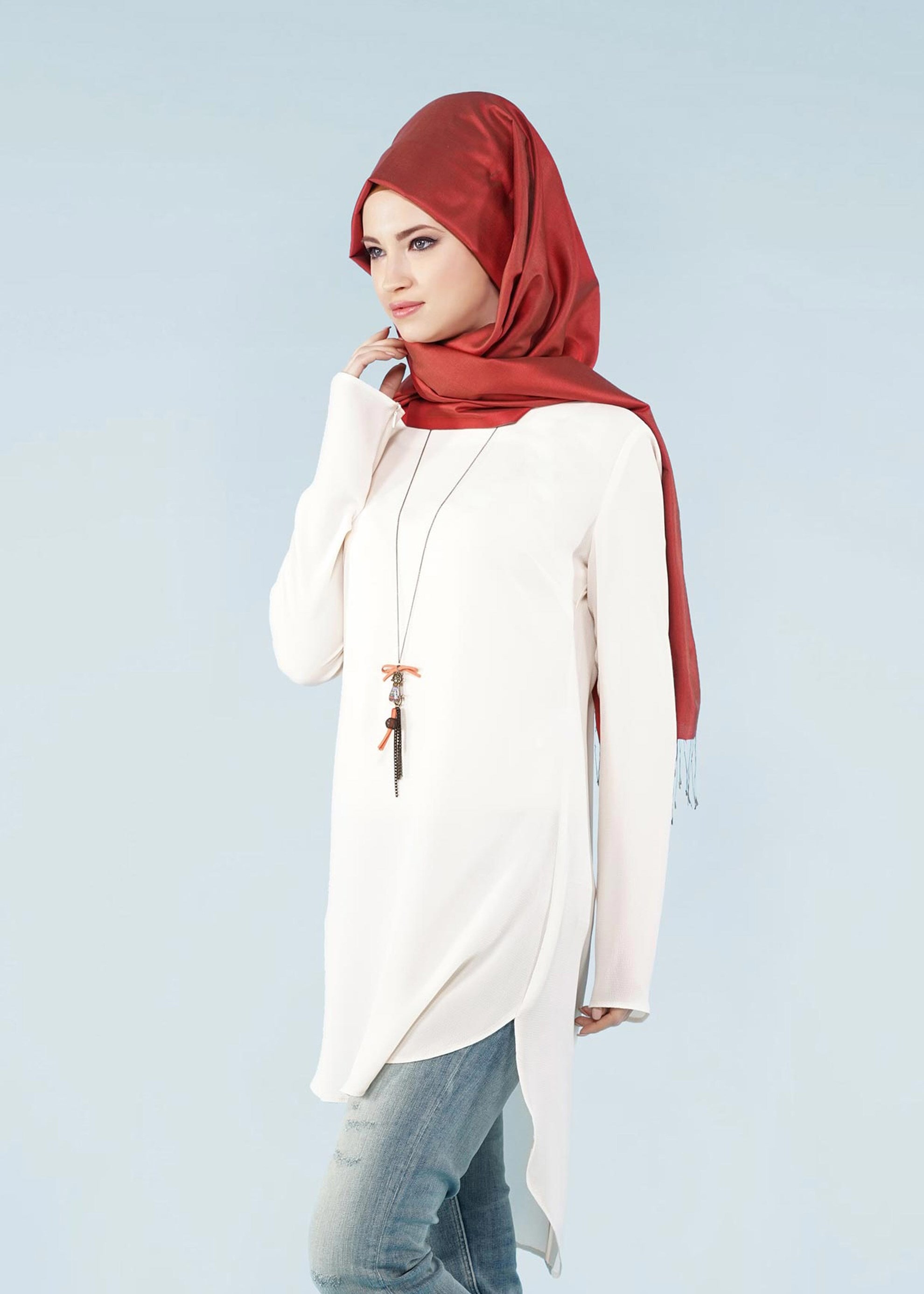 Tesettür giyim EKRU 4100 NİŞANTAŞI TUNİK 38/46 TEK36