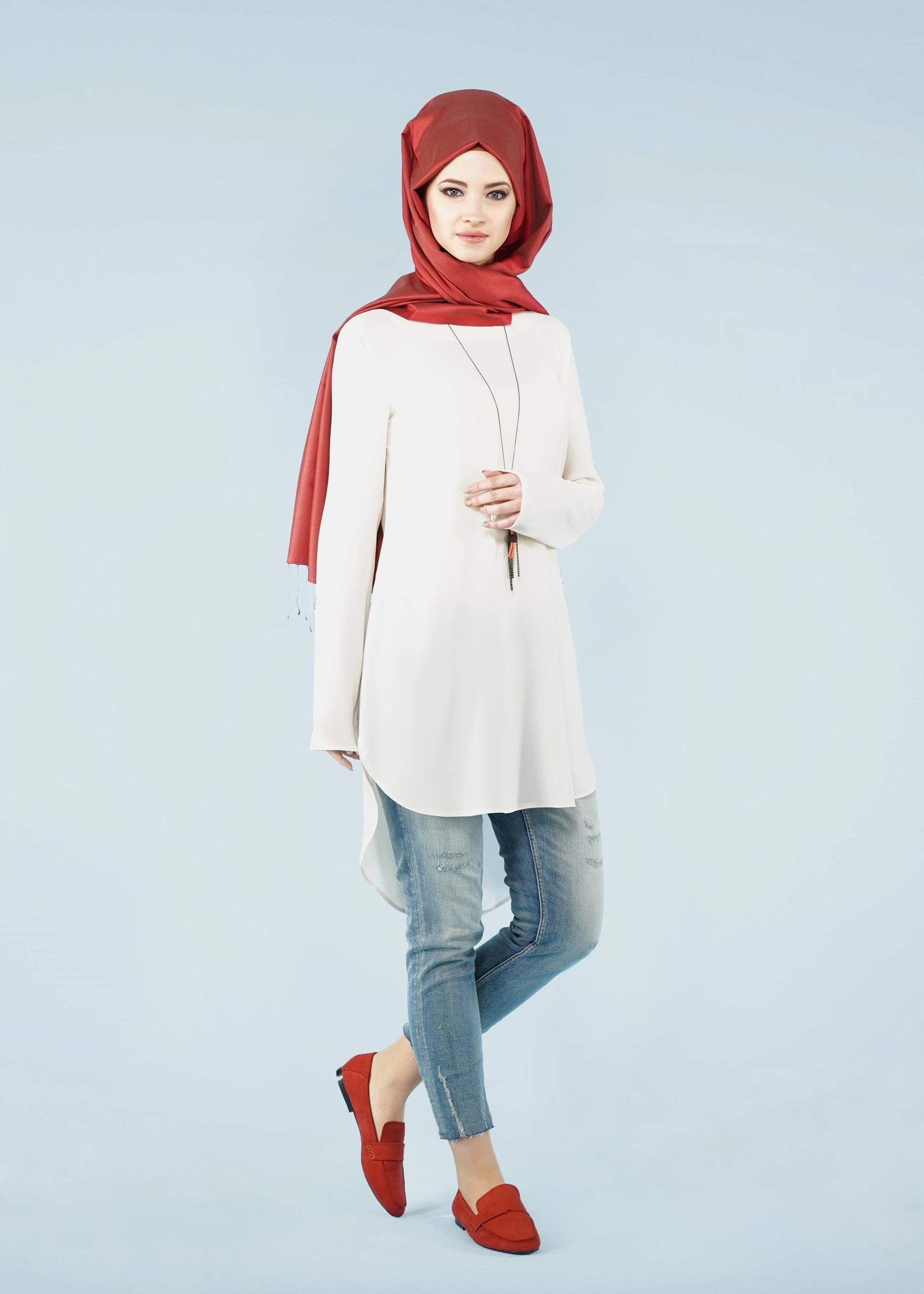 Tesettür giyim EKRU 4100 NİŞANTAŞI TUNİK 38/46 TEK36