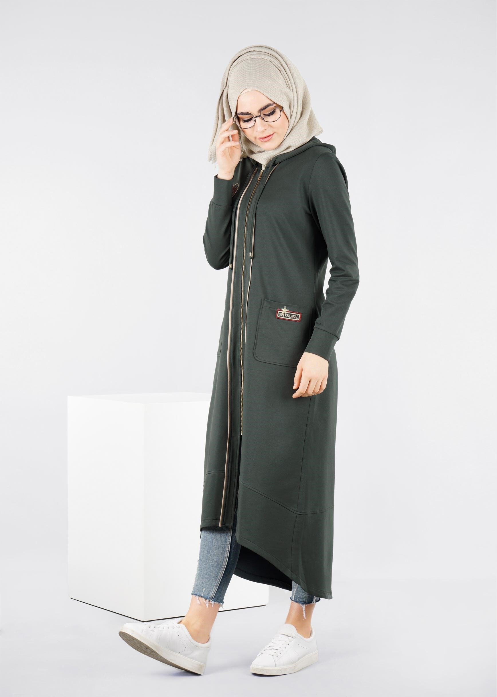 Tesettür giyim YEŞİL 4116 HİLDA TESETTÜR EŞOFMAN TUNİK 38/46
