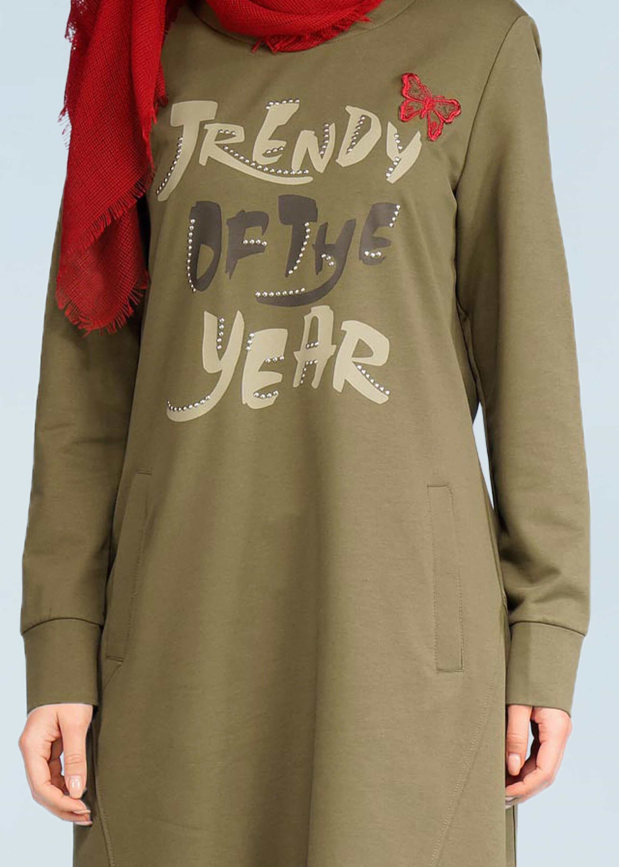 Tesettür giyim HAKİ 4119 HİLDA EŞOFMAN TESETTÜR TUNİK 36/44 TEK38