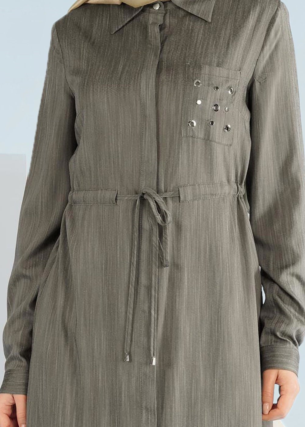 Tesettür giyim HAKİ 4155 17580 TENCEL TUNİK 38/48 TEK40