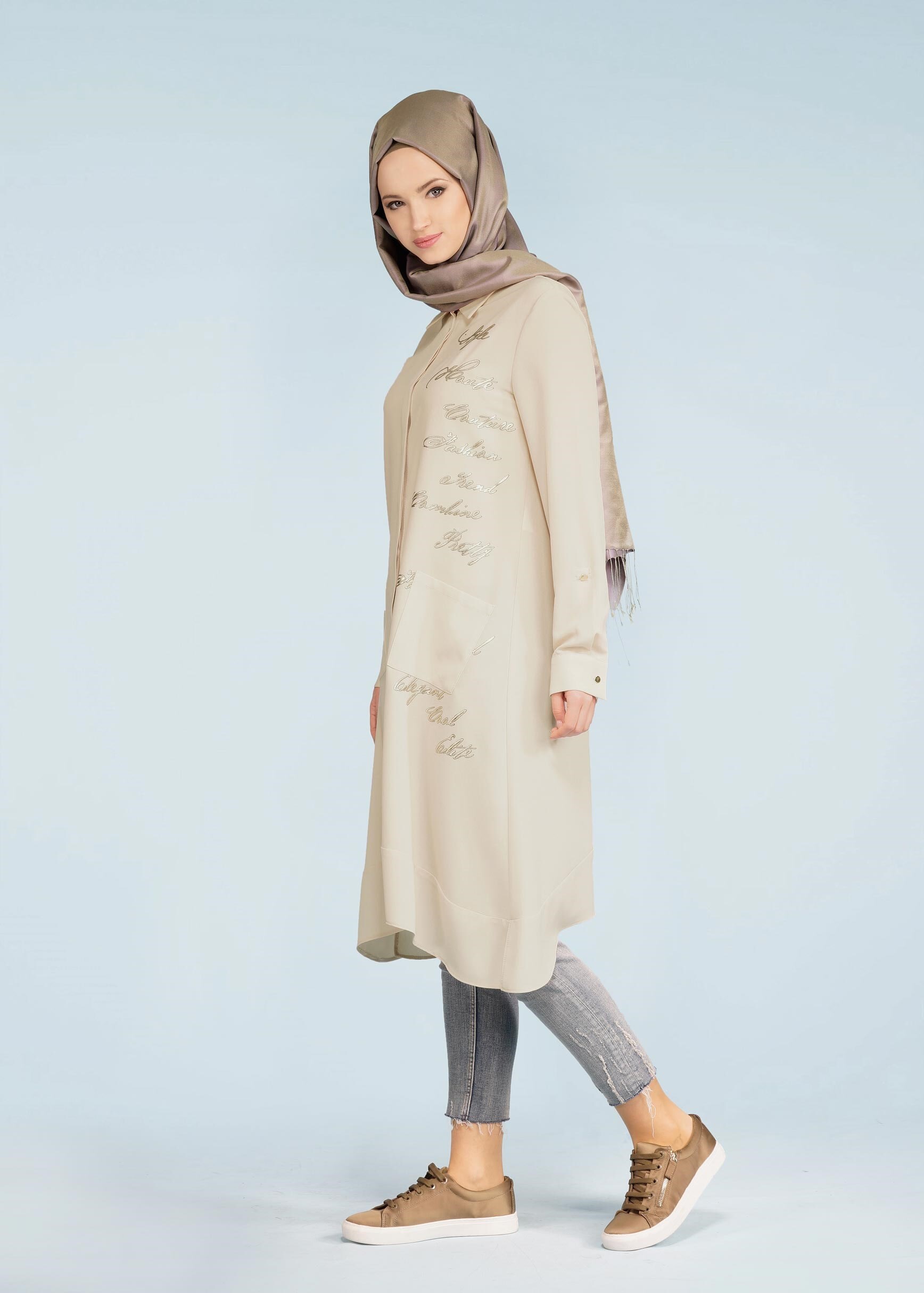 Tesettür giyim BEJ 4166 CRİSS TUNİK 38/46 TEK40