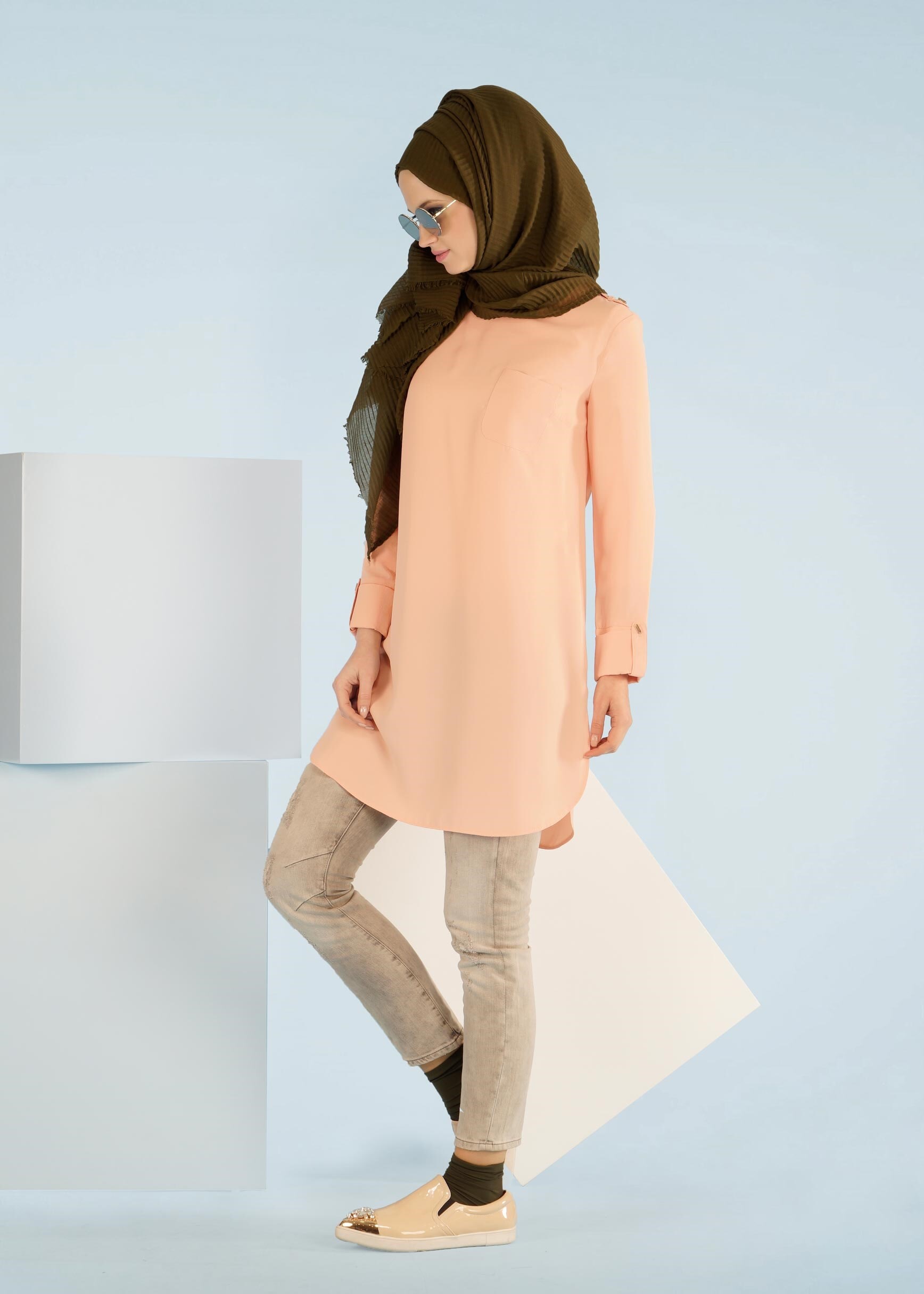 Tesettür giyim PUDRA 4174 6277 TUNİK 38/46 TEK40