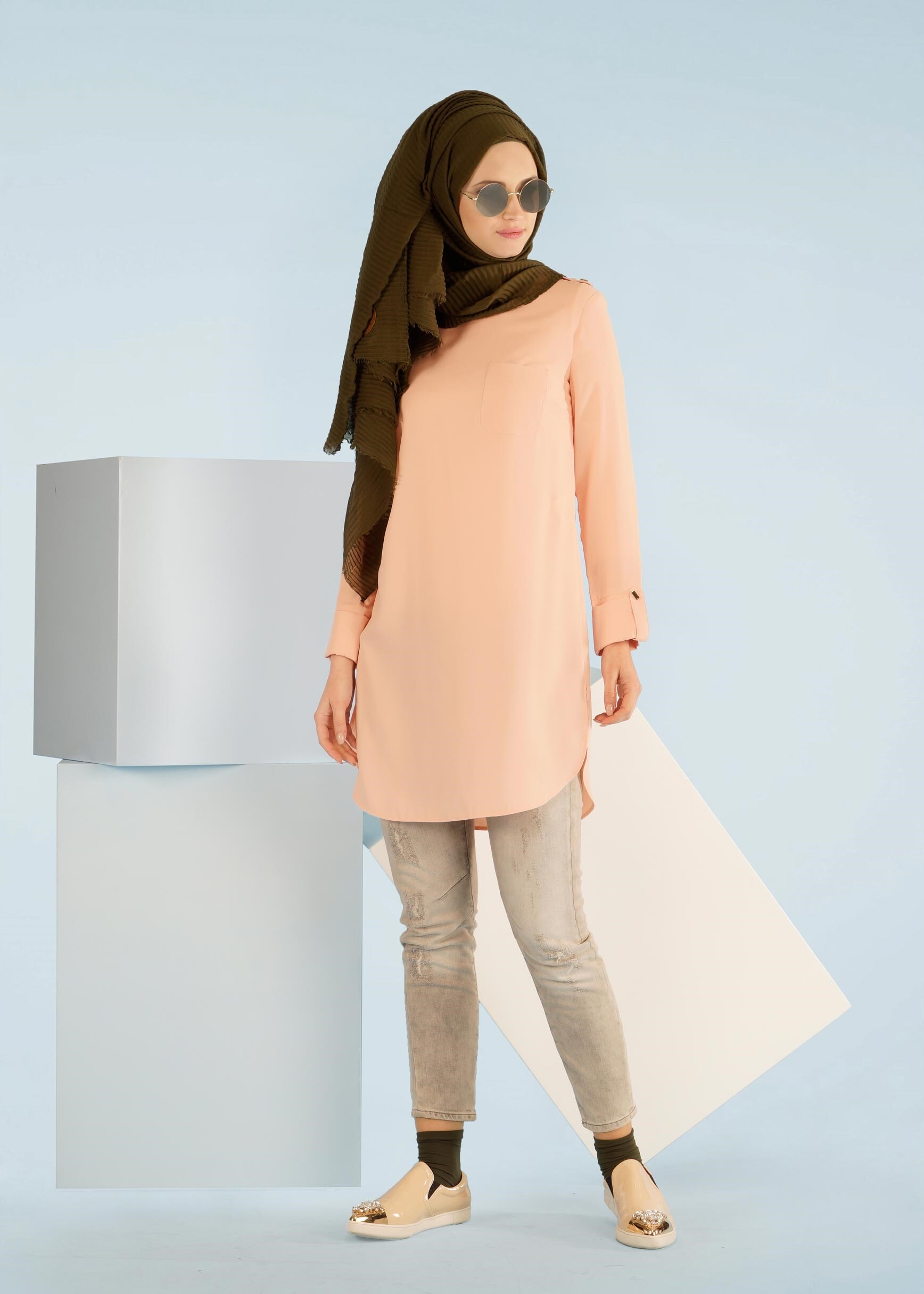 Tesettür giyim PUDRA 4174 6277 TUNİK 38/46 TEK40